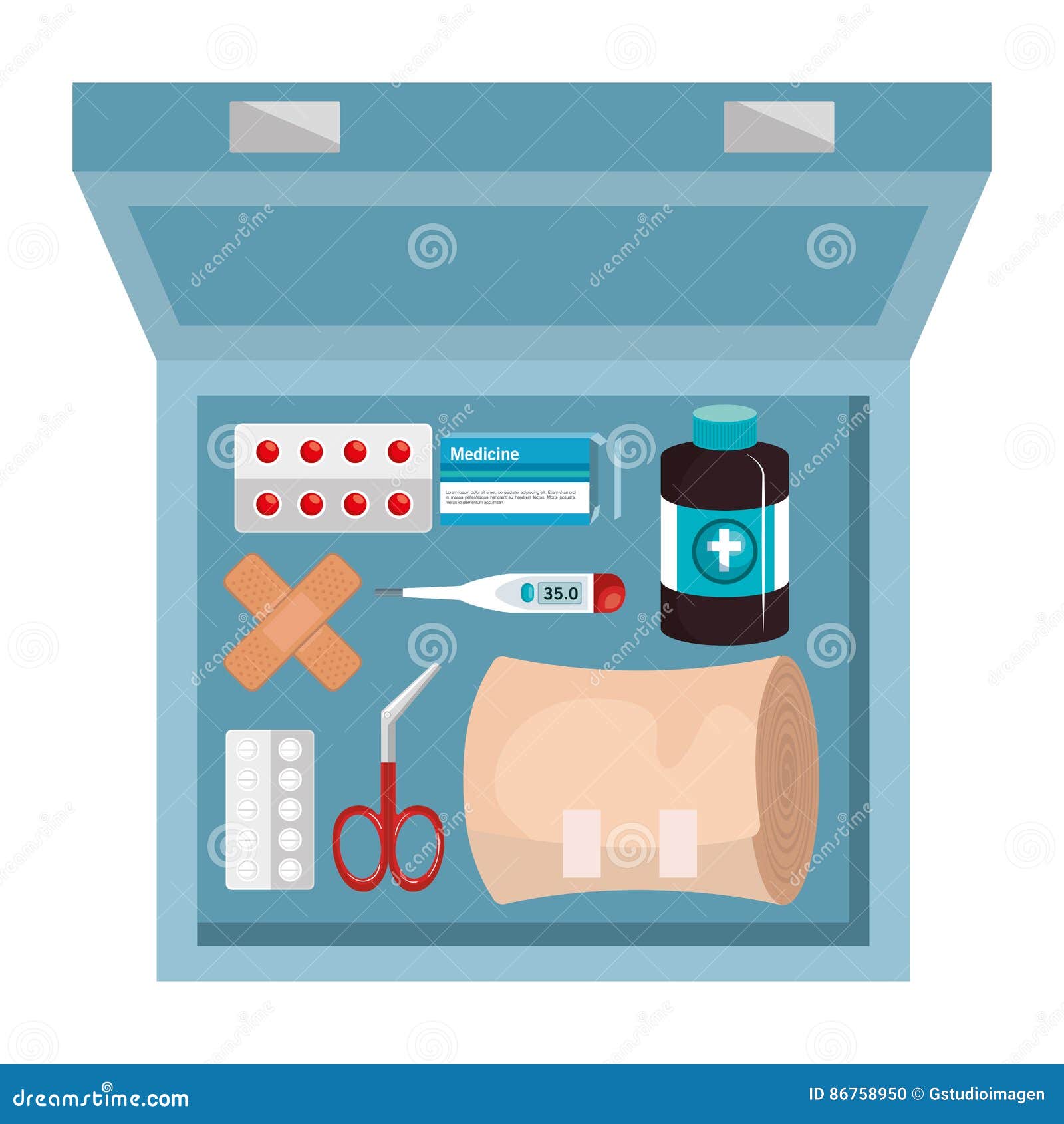 Medical kit elements icon stock vector. Illustration of isolated 86758950