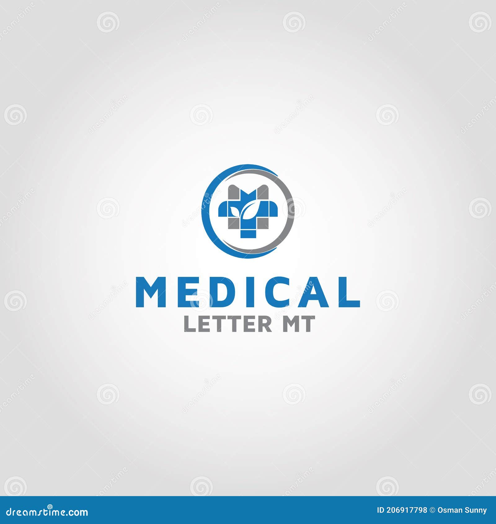 Medical Logo with Letter Mt and Tm Vector Design Stock Vector