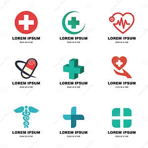 Set Of Medical Logo Medical Center Logo heart Logo Health Logo Stock 