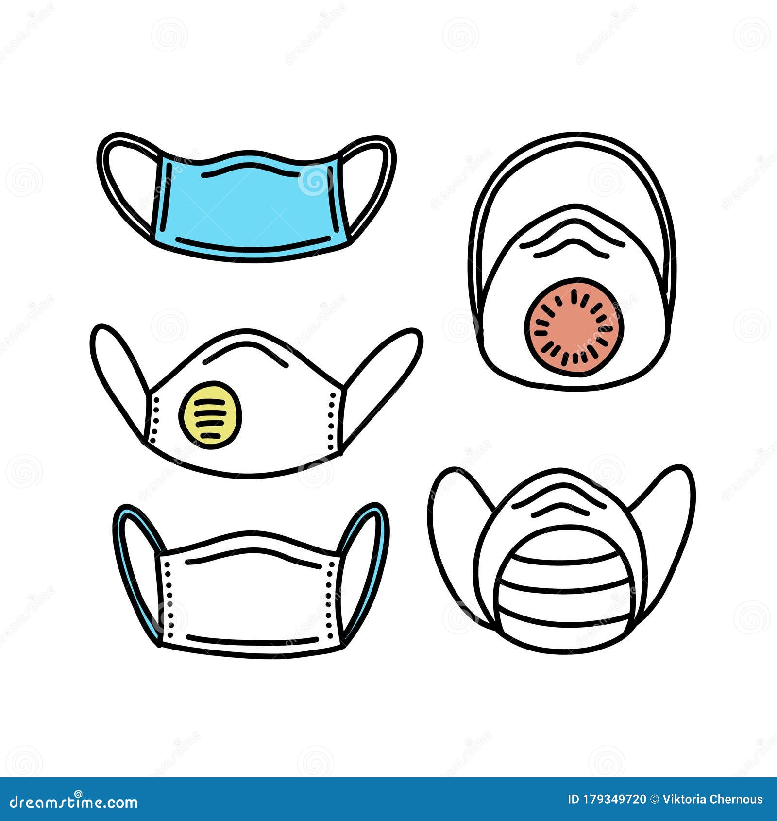 Medical Mask Doodle Icon, Vector Illustration Stock Illustration ...