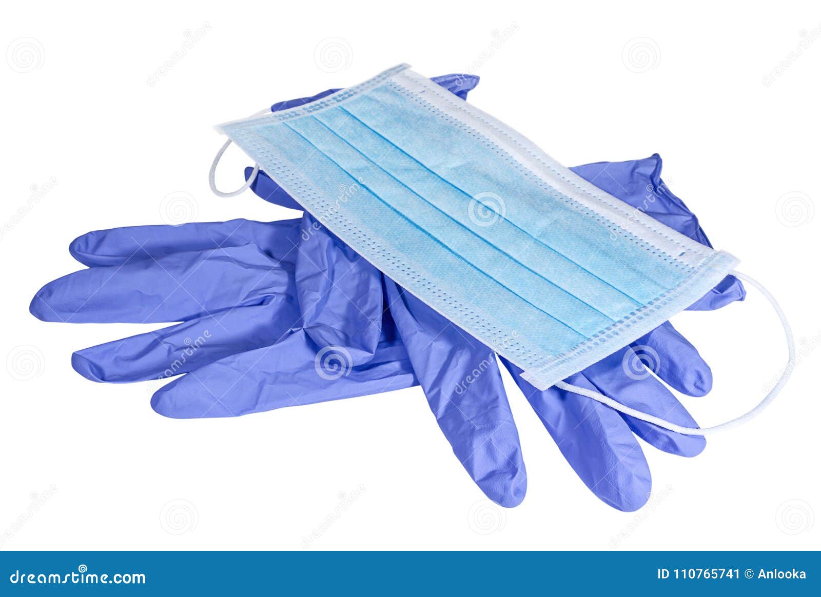 medical mask on the latex gloves
