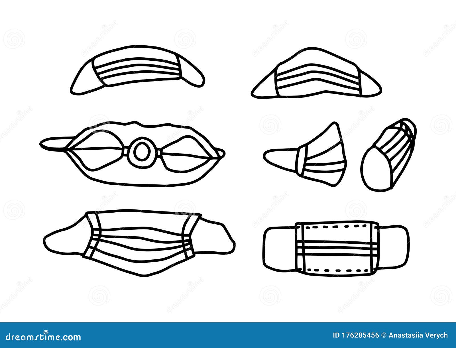 Medical Mask for Protection Against Diseases in Hand Drawn Doodle Style ...