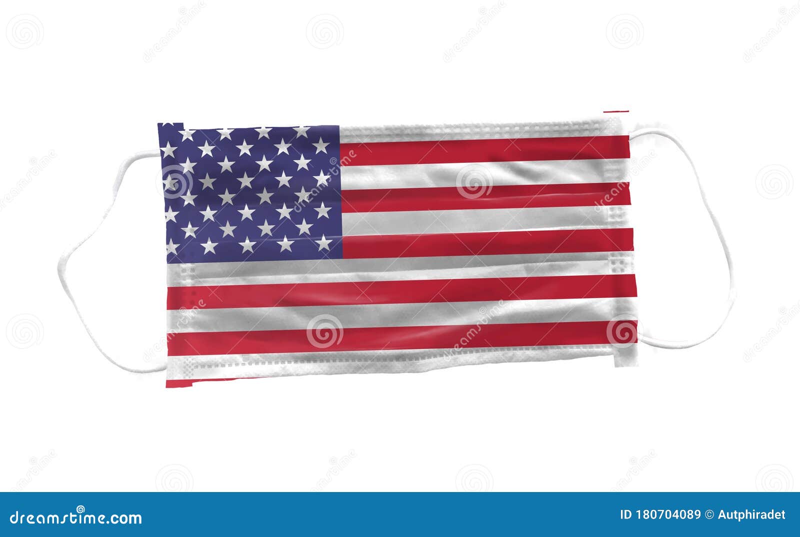 Medical Mask with USA Flag Pattern on White Background, for Corona or ...
