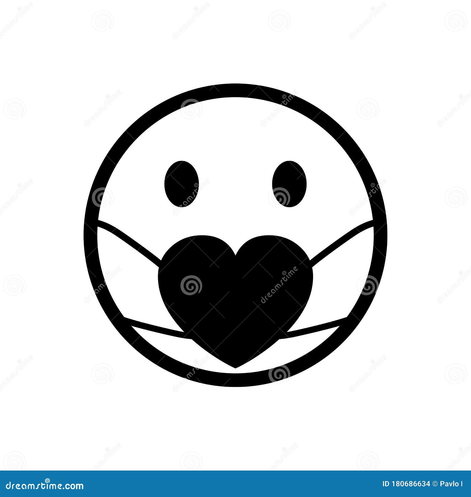 medical masks in heart form on face icon. coronavirus - covid-19, virus contamination, pollution, antivirus
