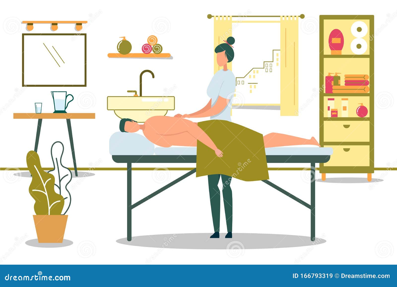 Medical Massage Osteopaths Doing Treatment Flat Stock Vector Illustration Of Professional