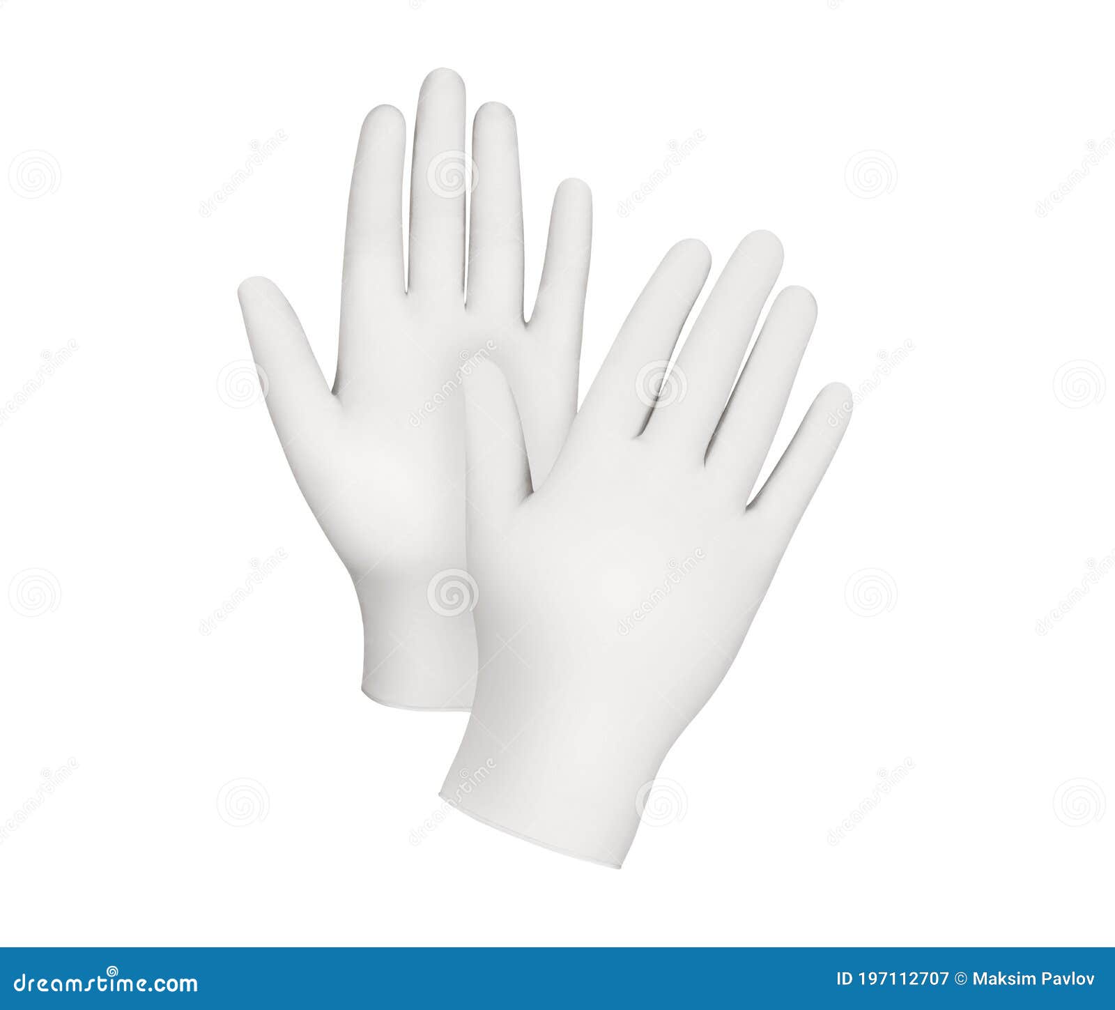 Medical Nitrile Gloves.Two White Surgical Gloves Isolated on White ...