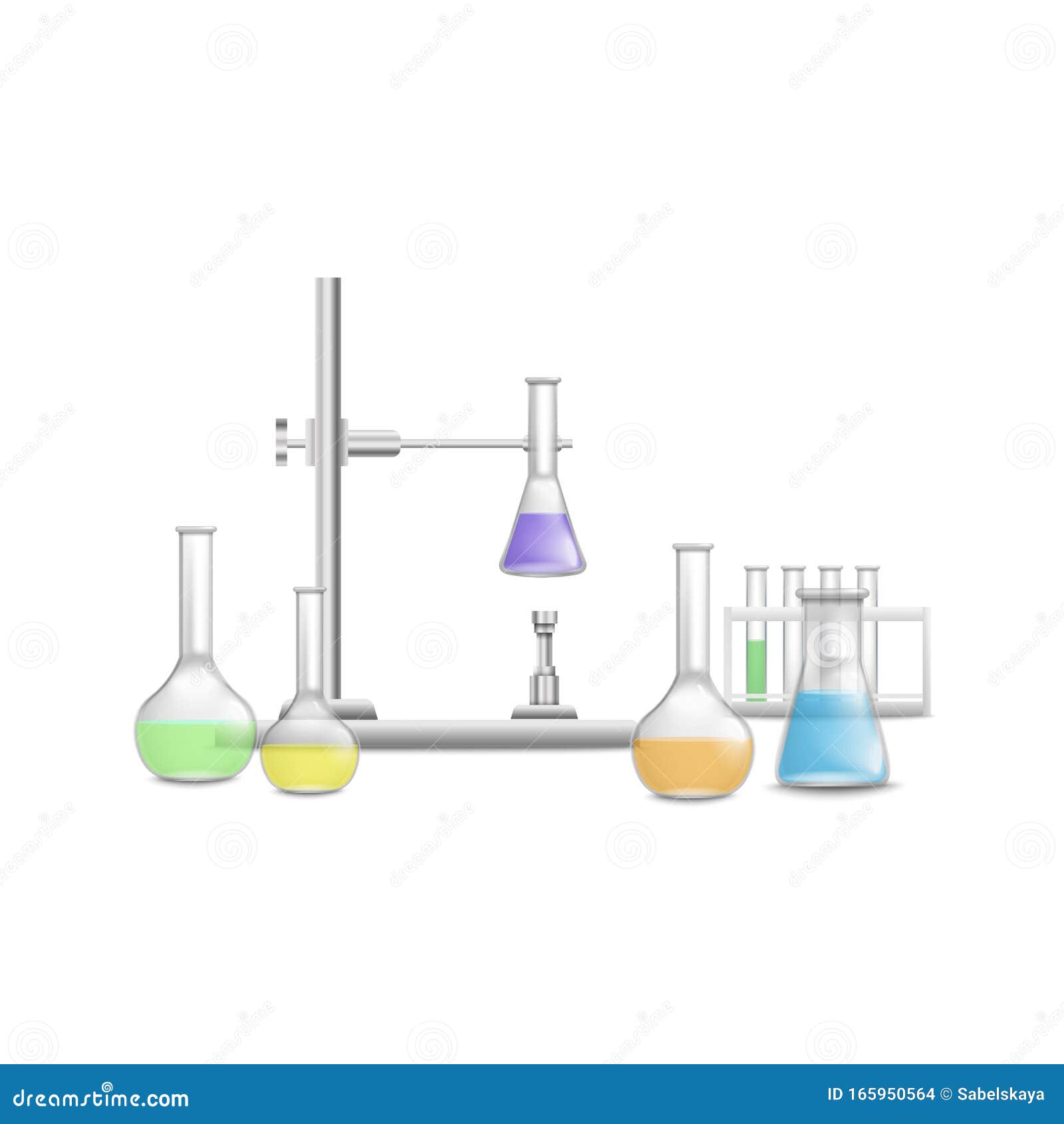 Medical, Pharmacy Laboratory Flasks and Beakers Vector Illustration