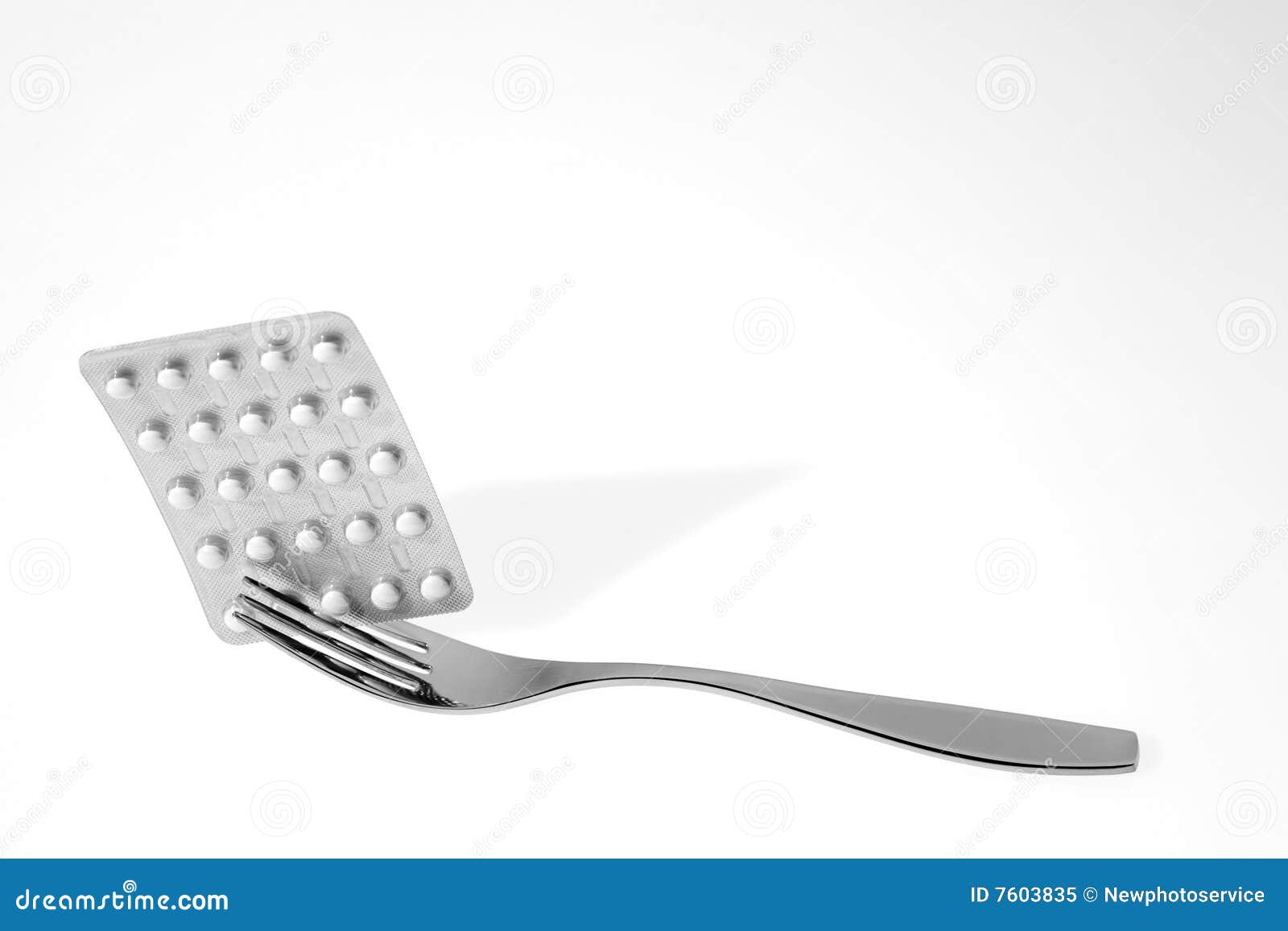 Medical pills on fork stock image. Image of nutrition 7603835