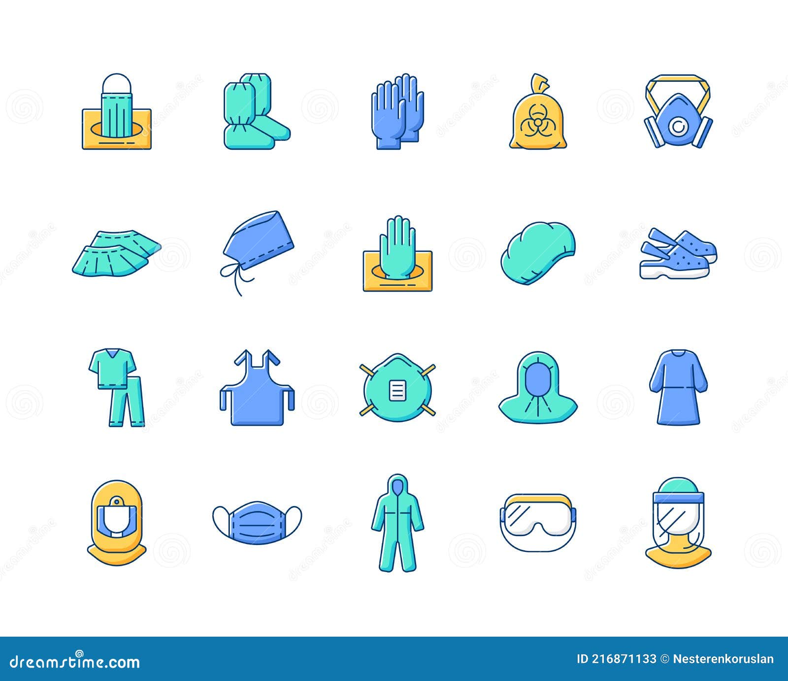 medical ppe rgb color icons set