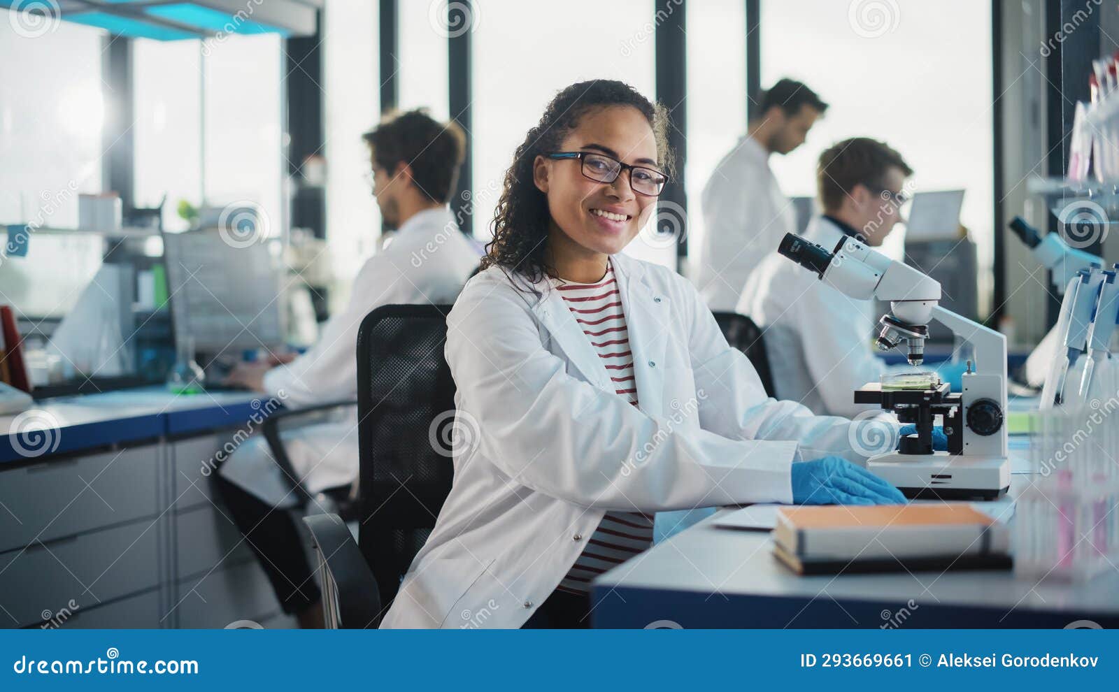 Medical Science Laboratory Beautiful Black Scientist is Using