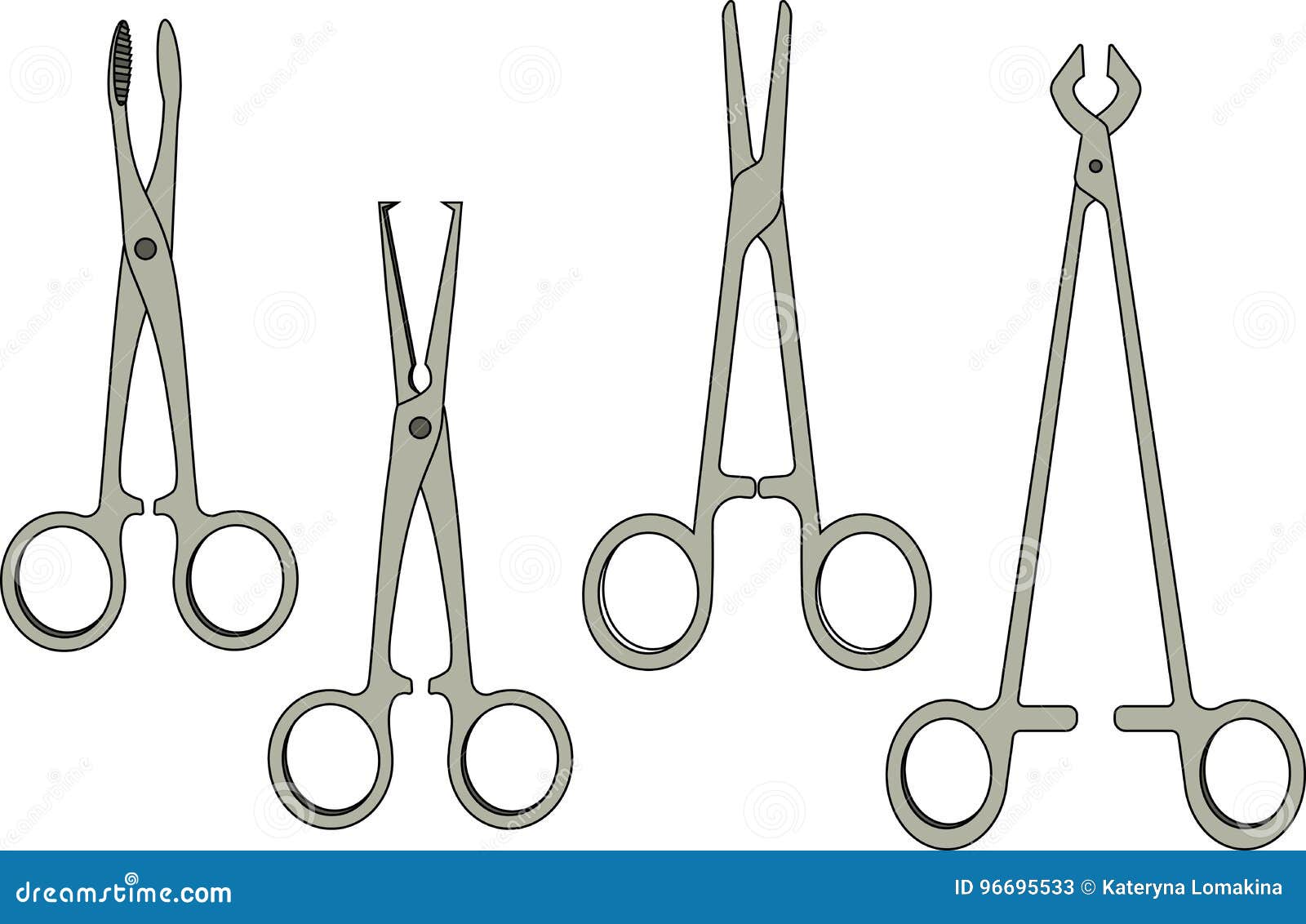 Medical scissors set stock vector. Illustration of clamp 96695533