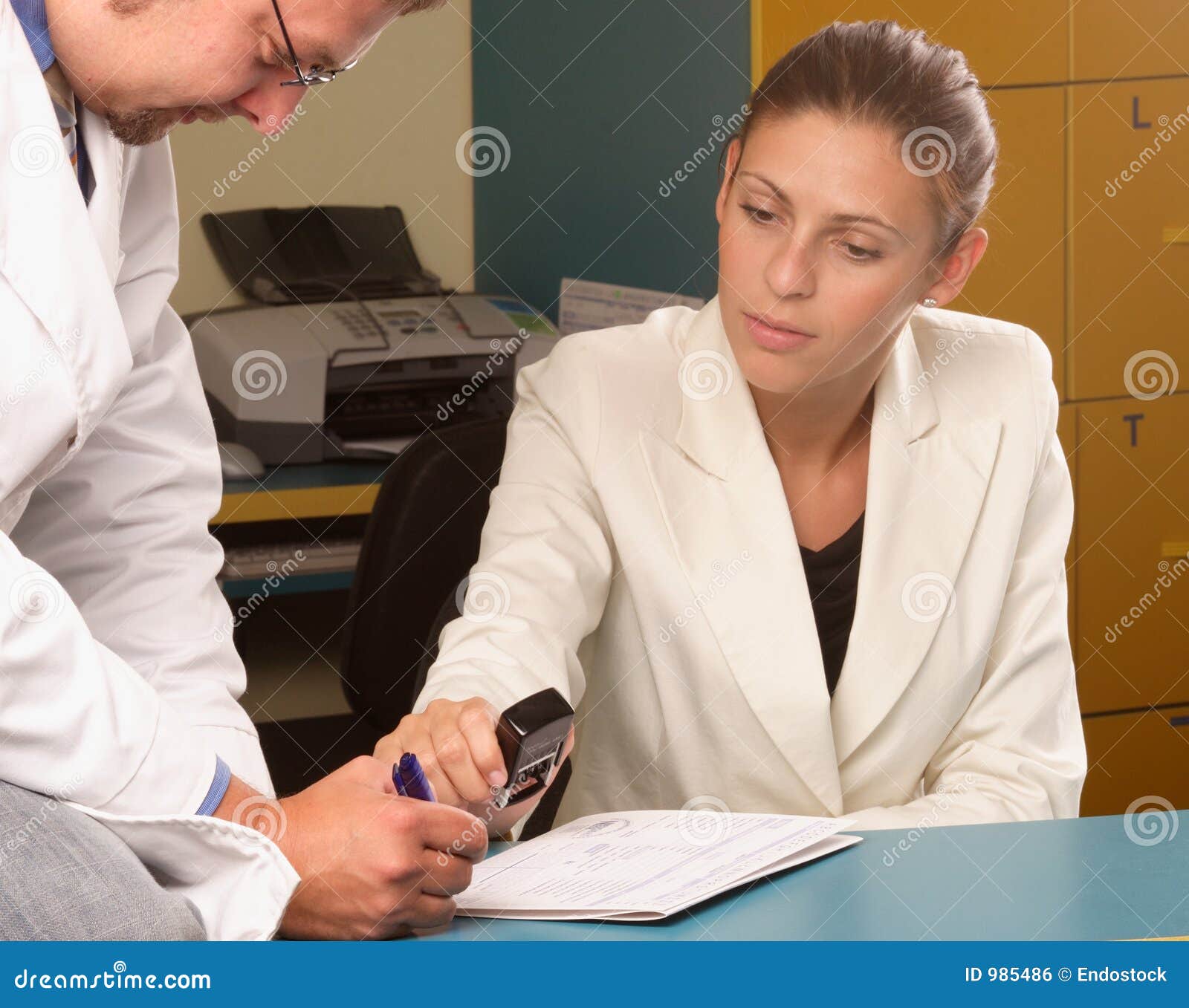 Medical Secretary and Doctor Working Together Stock Photo Image of