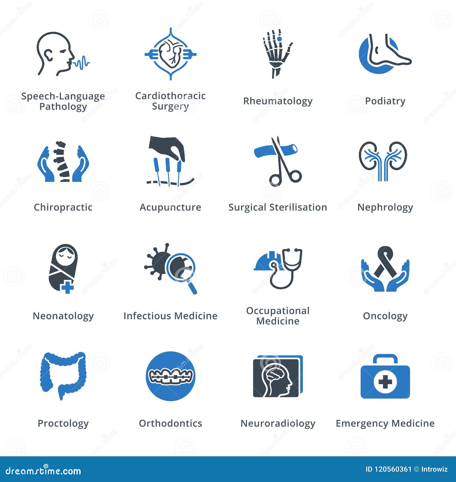 medical services & specialties icons set 4 - blue series