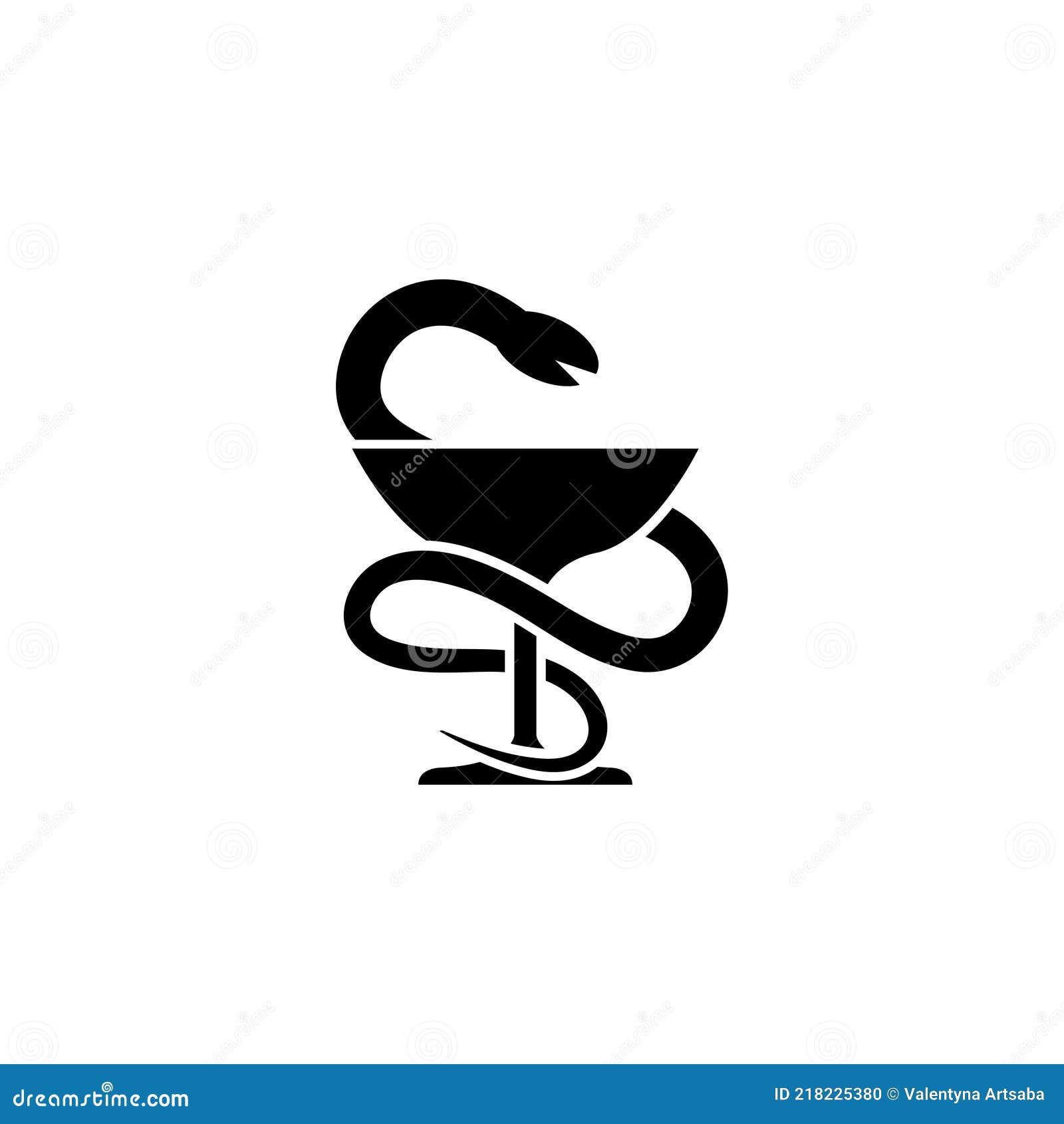 Medical Snake and Cup, Caduceus Pharma. Flat Vector Icon Illustration ...