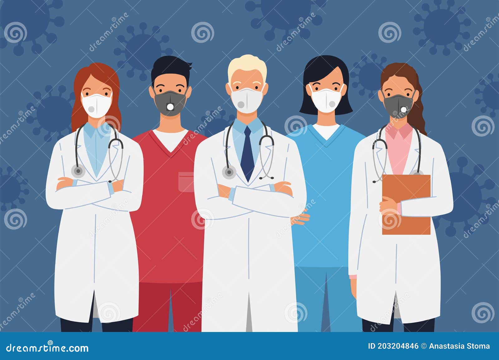 Medical Staff of Doctors and Nurses Wearing Protective Medical Masks ...