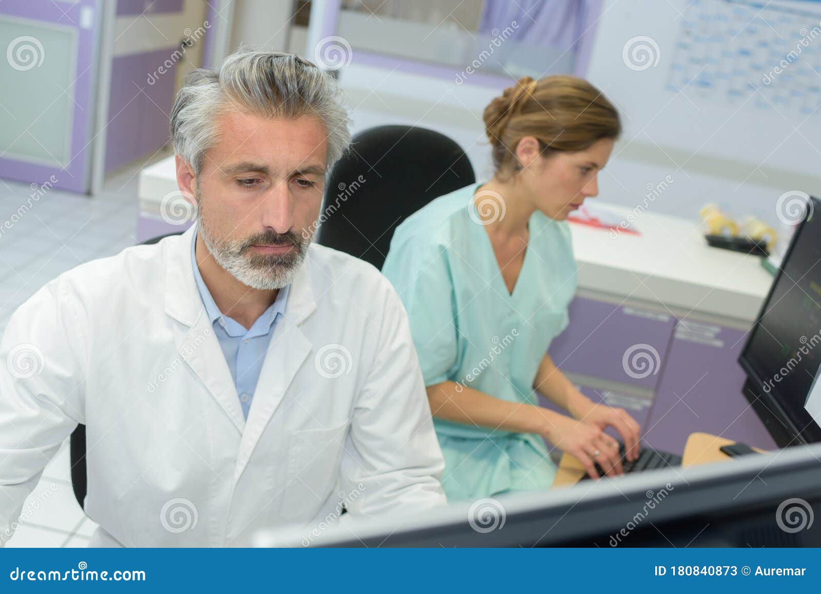 Medical Staff in Office Using Computers Stock Image Image of