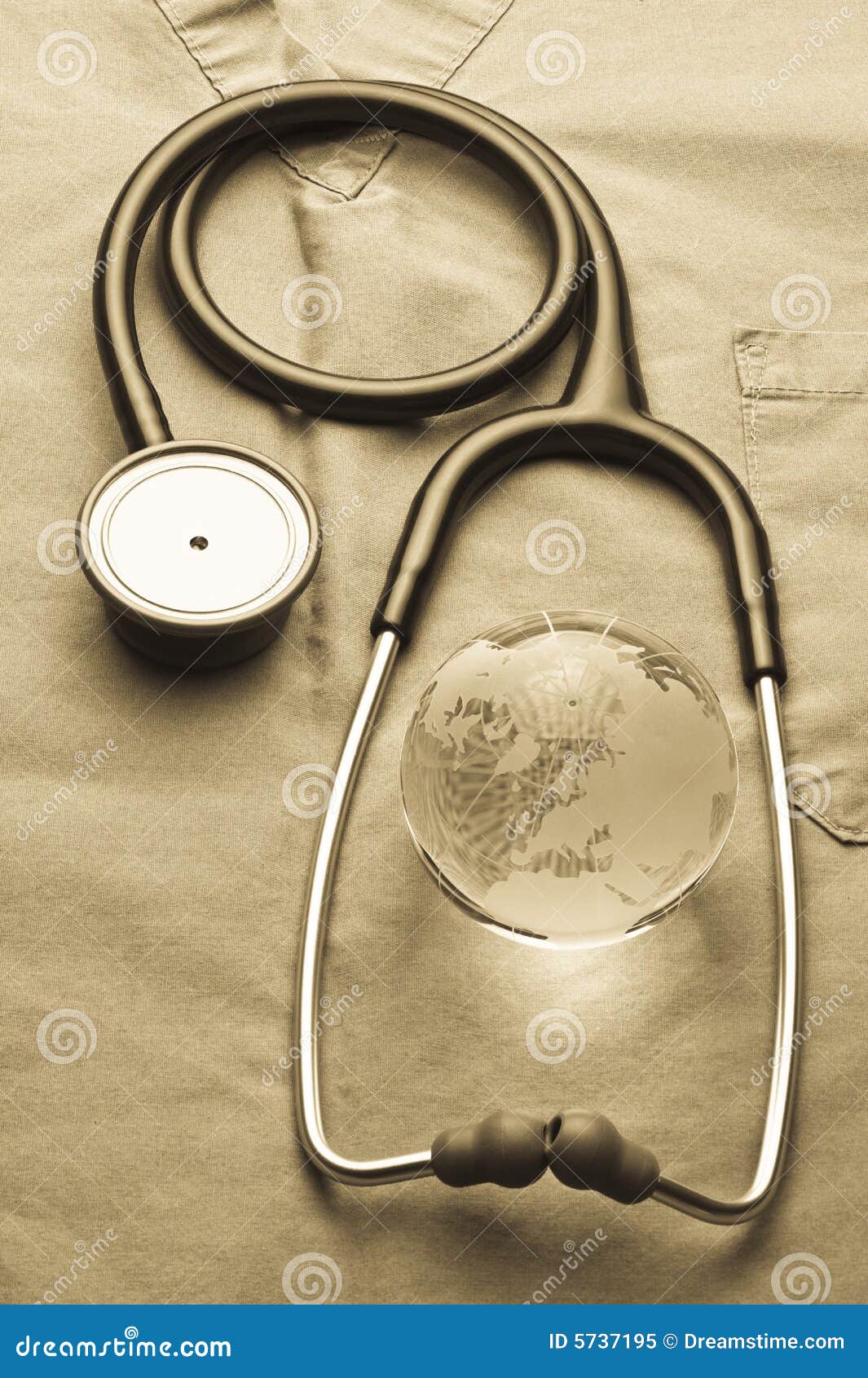 Medical Stethoscope and a Crystal Globe Stock Image Image of life, concept 5737195