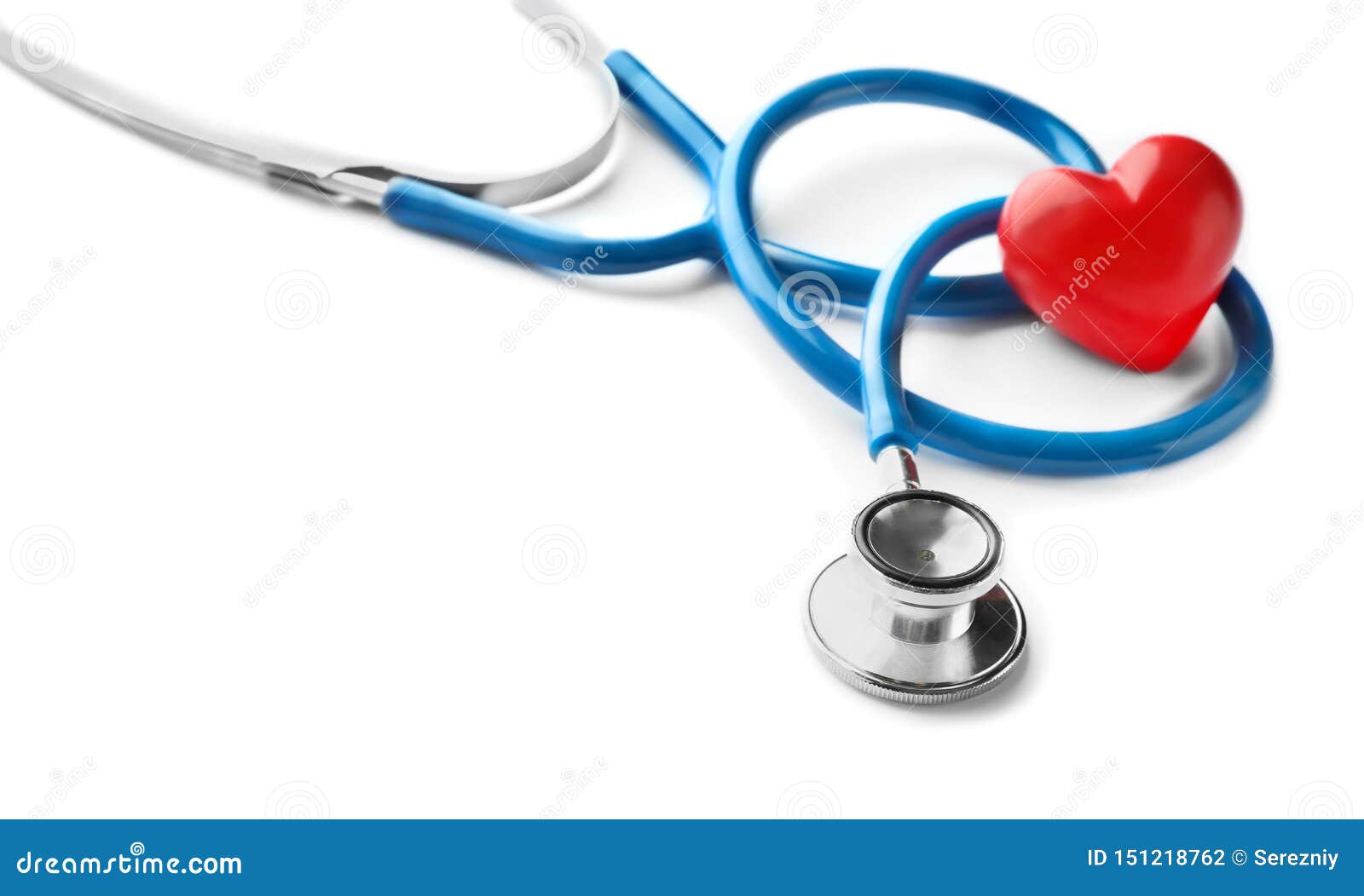 medical stethoscope and red heart on white background. cardiology concept