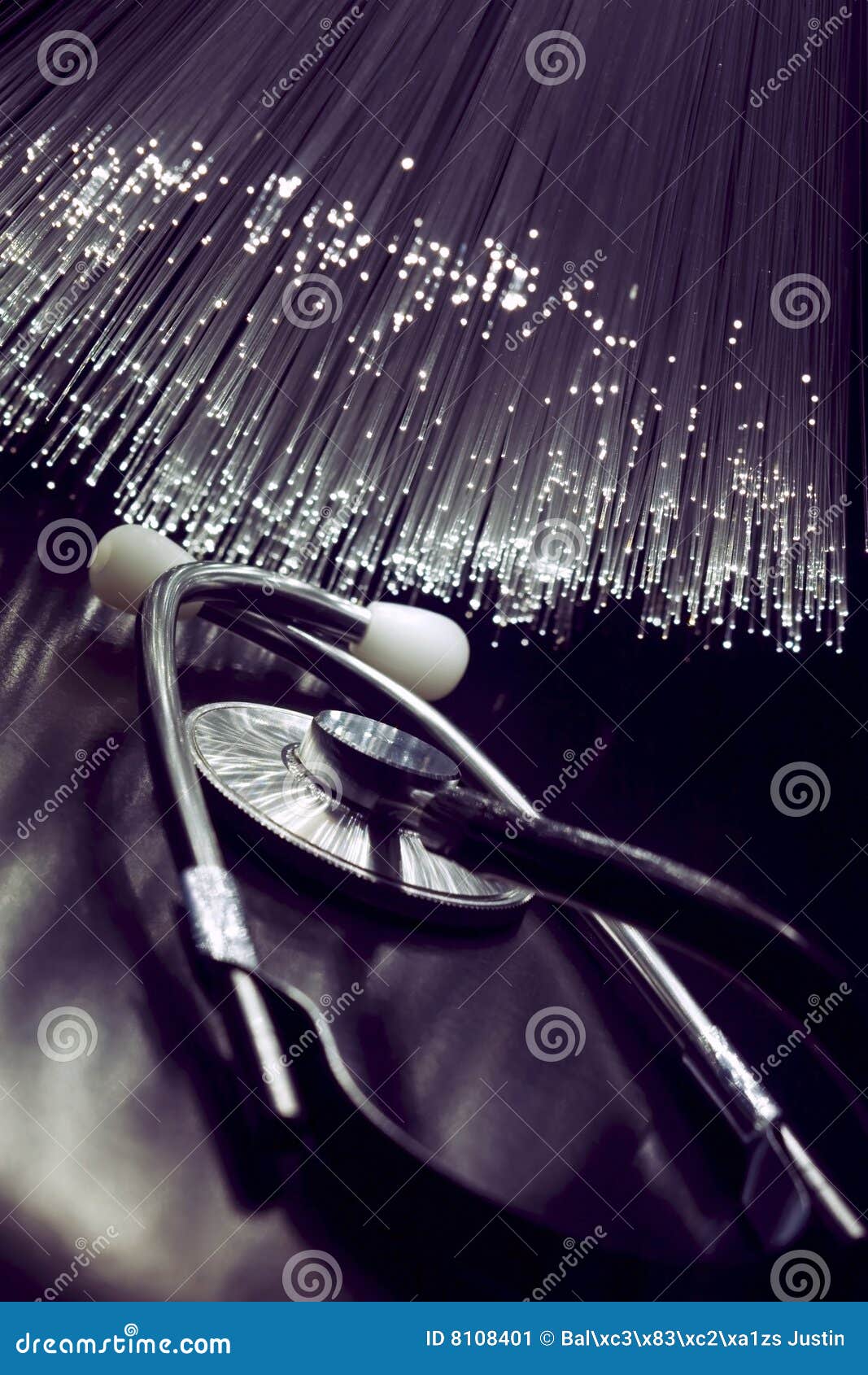 Medical Stethoscope Under Optical Fiber Stock Image Image of health
