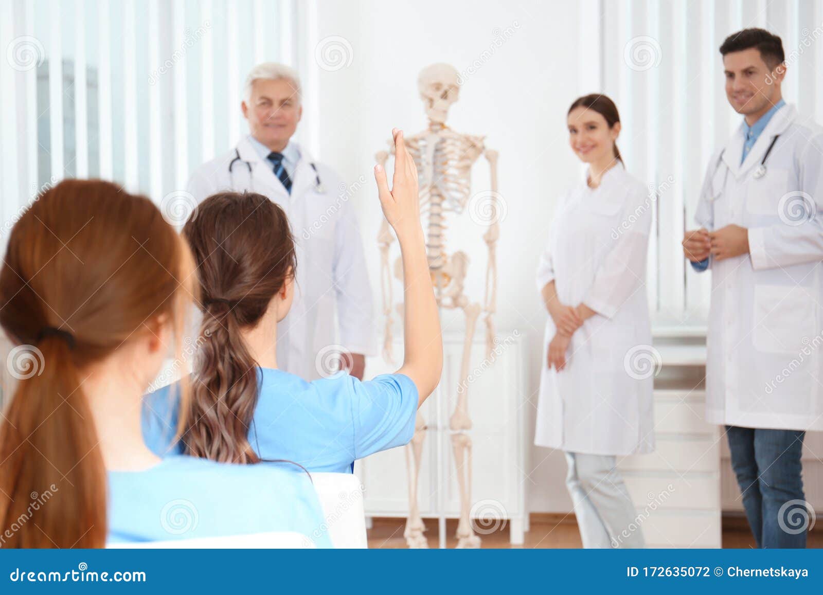 medical students having lecture in orthopedics