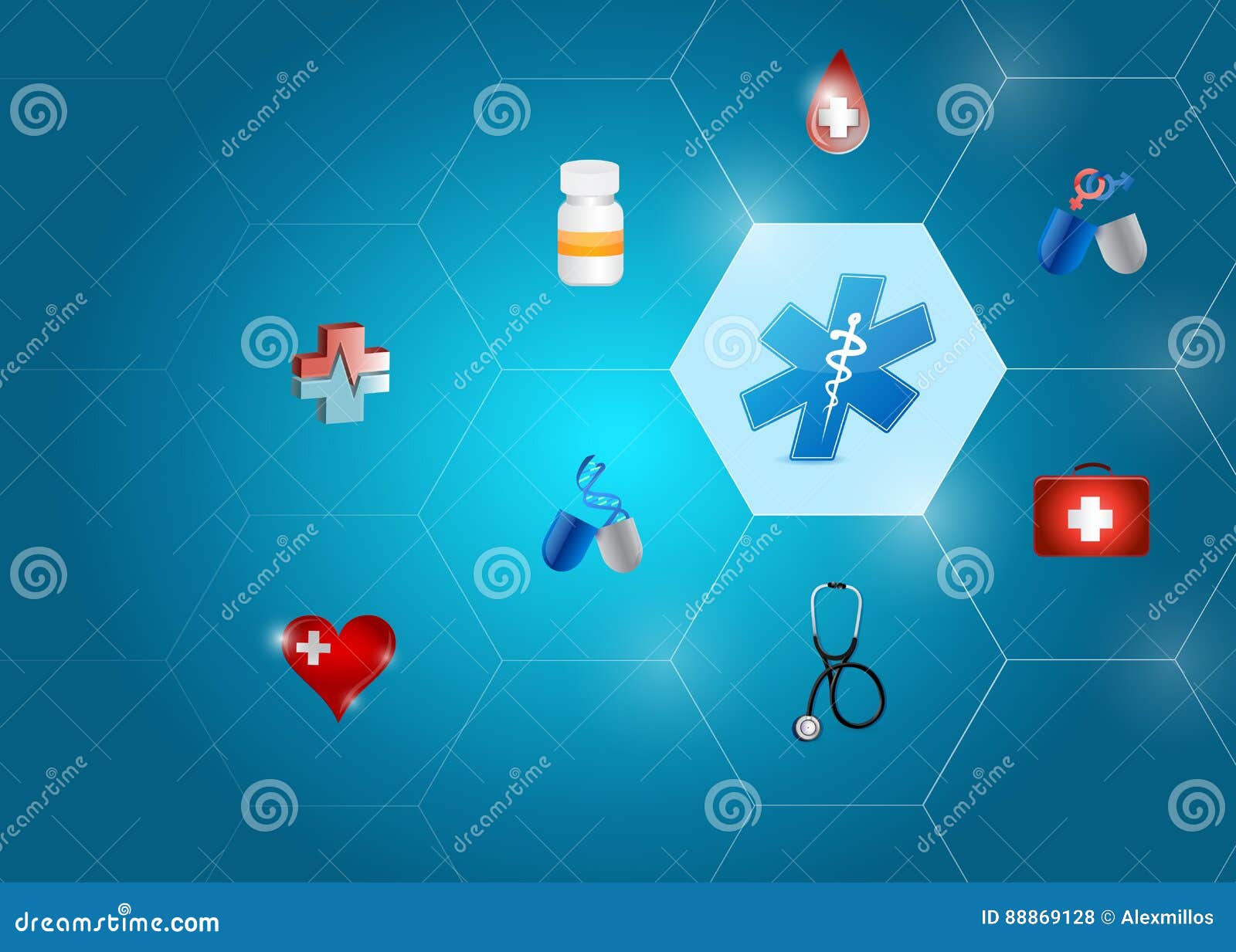 Medical Symbol Diagram Network Of Shapes Stock
