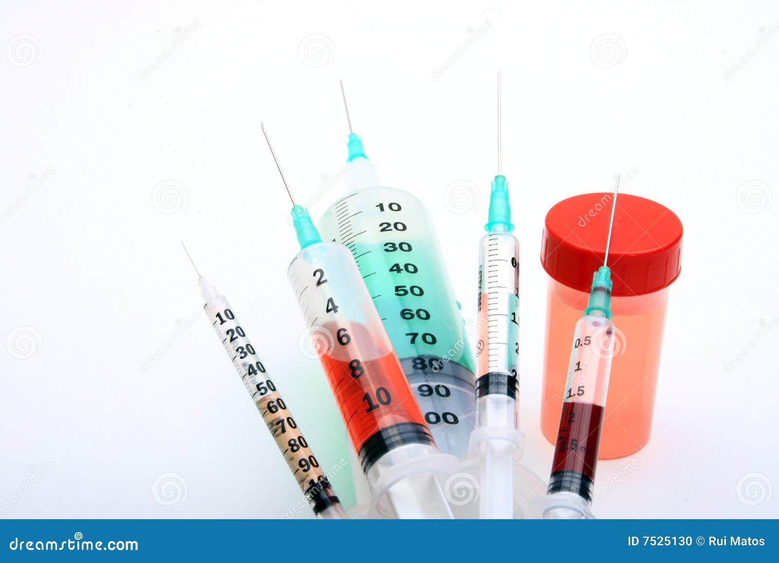medical syringes and urine vial