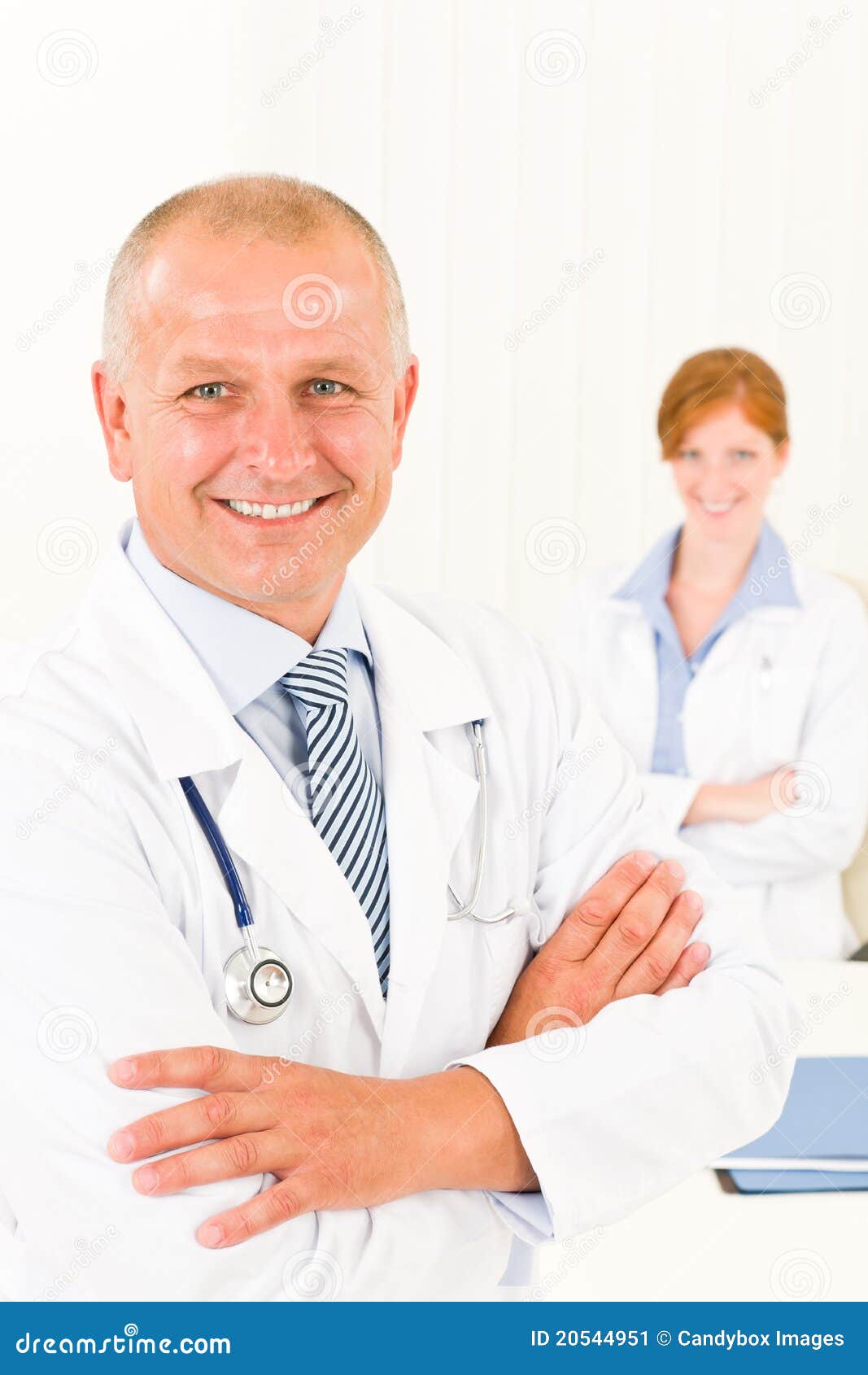 Medical Team Senior Smiling Male Young Woman Stock Image - Image of ...