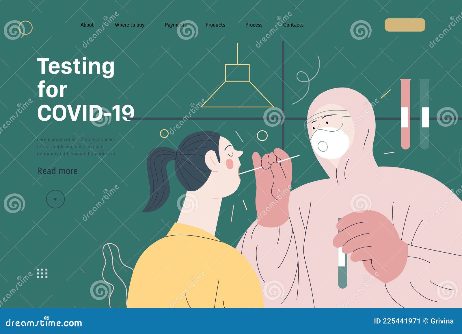 Medical Tests  Page Template Testing for COVID19 Stock Vector