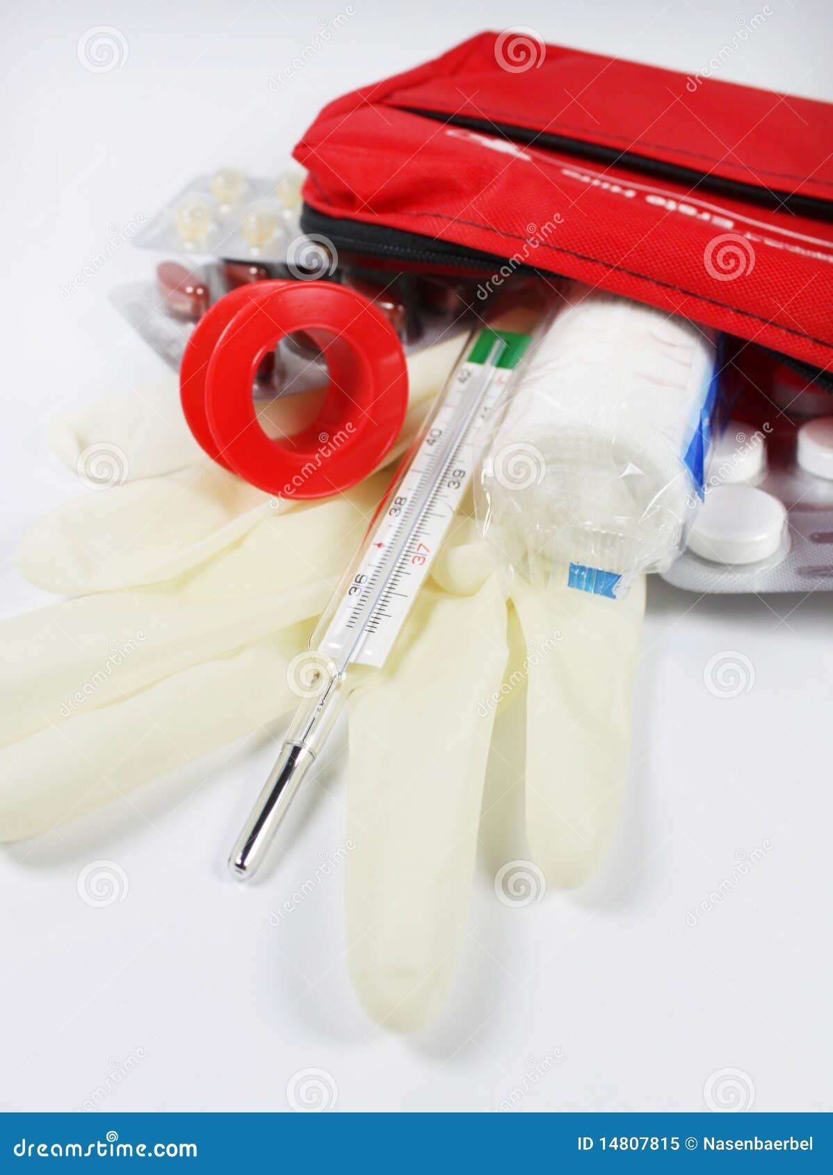 Medical travel kit stock image. Image of thermometer 14807815