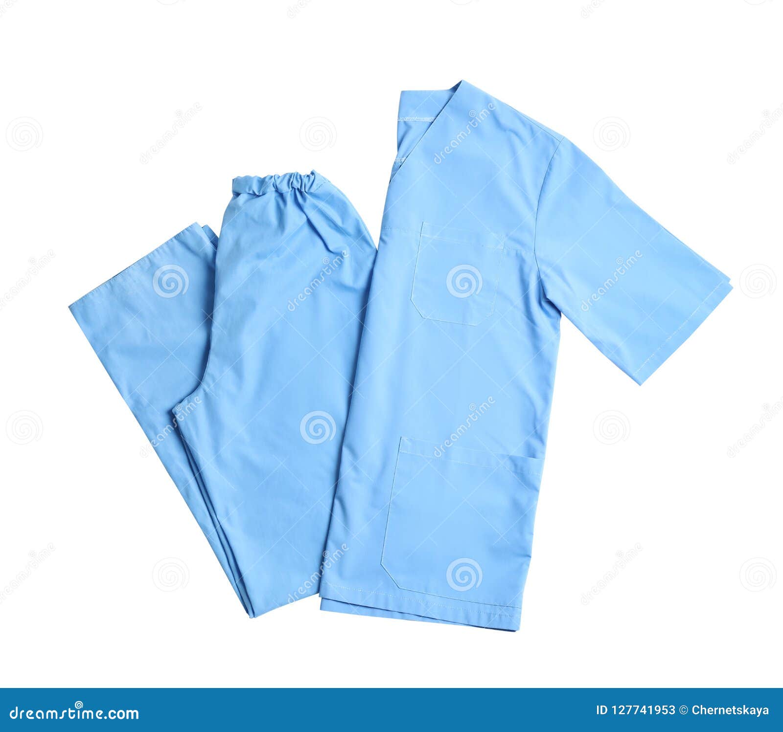 Medical Uniform on White Background, Top View Stock Image - Image of ...