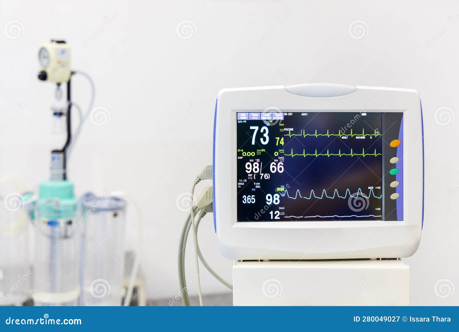 Medical Vital Sign Monitor Screen Technology in Operating Room or  Hospital.Heart Rate or Blood Pressure Was Recorded Stock Image - Image of  heart, operating: 280049027