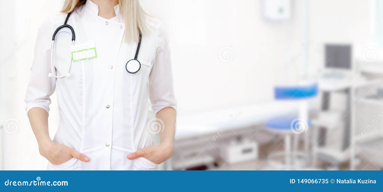 Download Medical Wide Banner With Space For Text. Cropped Woman Doctor In White Uniform. Mockup For ...