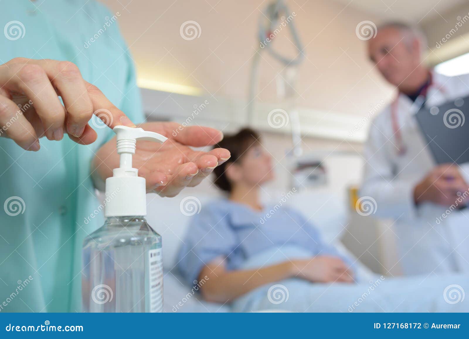Medical Worker Applying Hand Sanitizer Stock Photo Image of clean