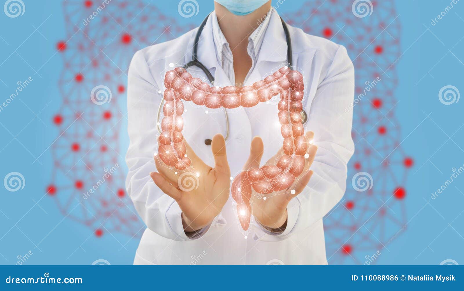 medical worker shows the gut.