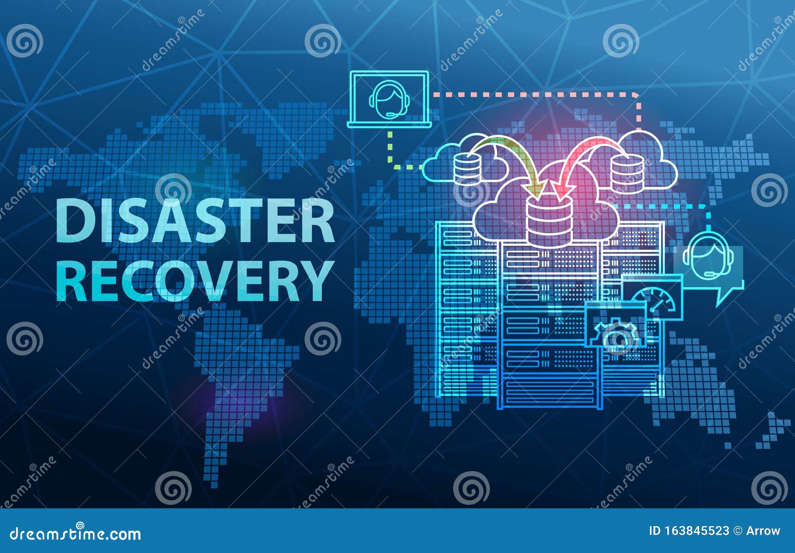 disaster recovery cloud server data loss prevention concept background