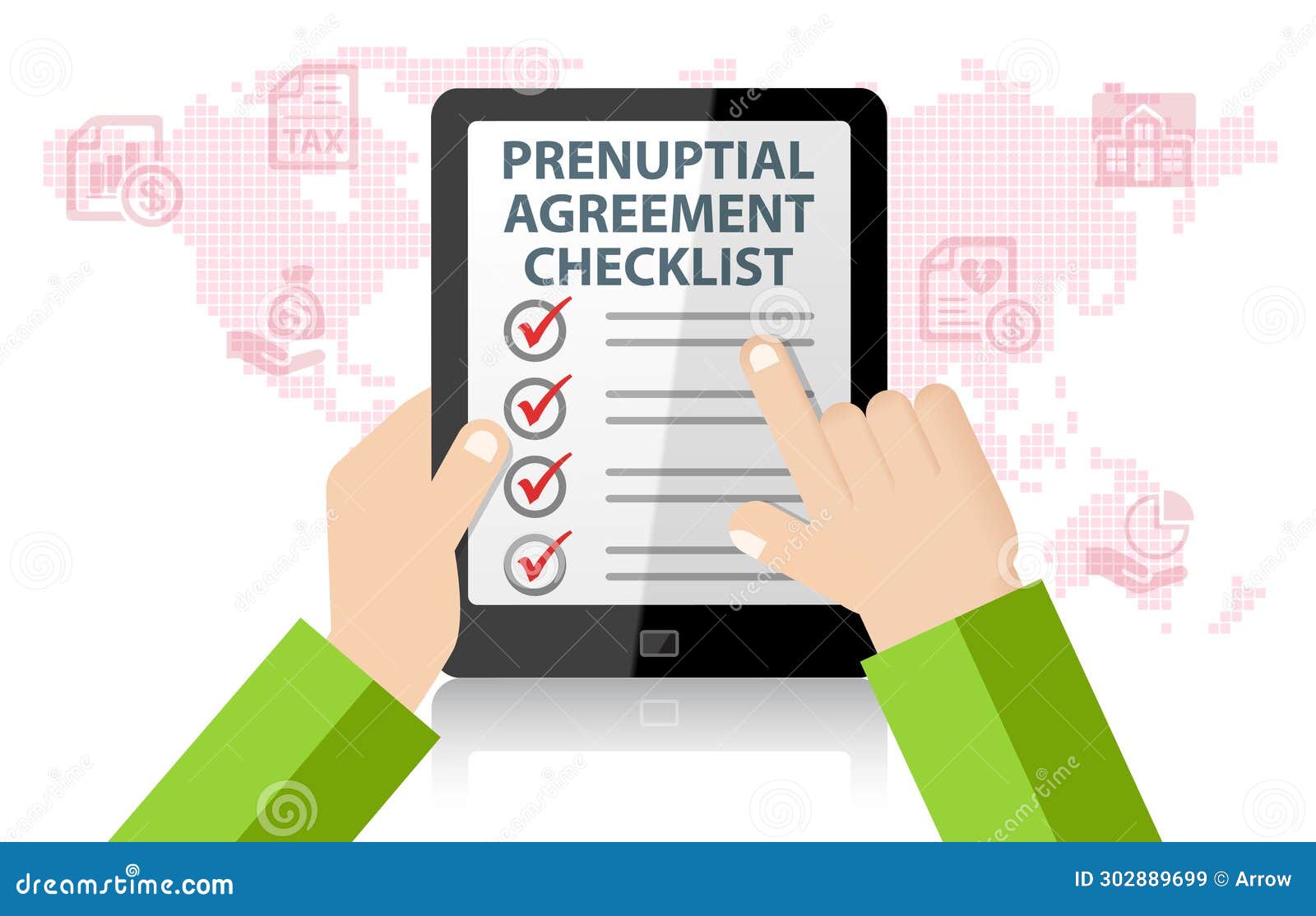 prenuptial agreement checklist infographic