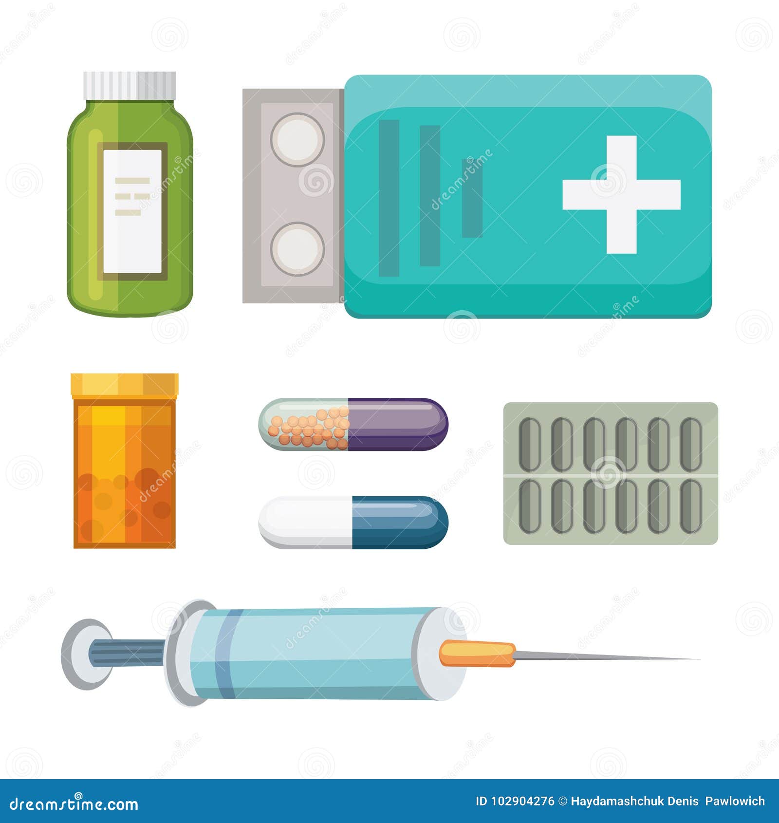 Vetores de Medicamentos De Desenhos Animados Comprimidos De