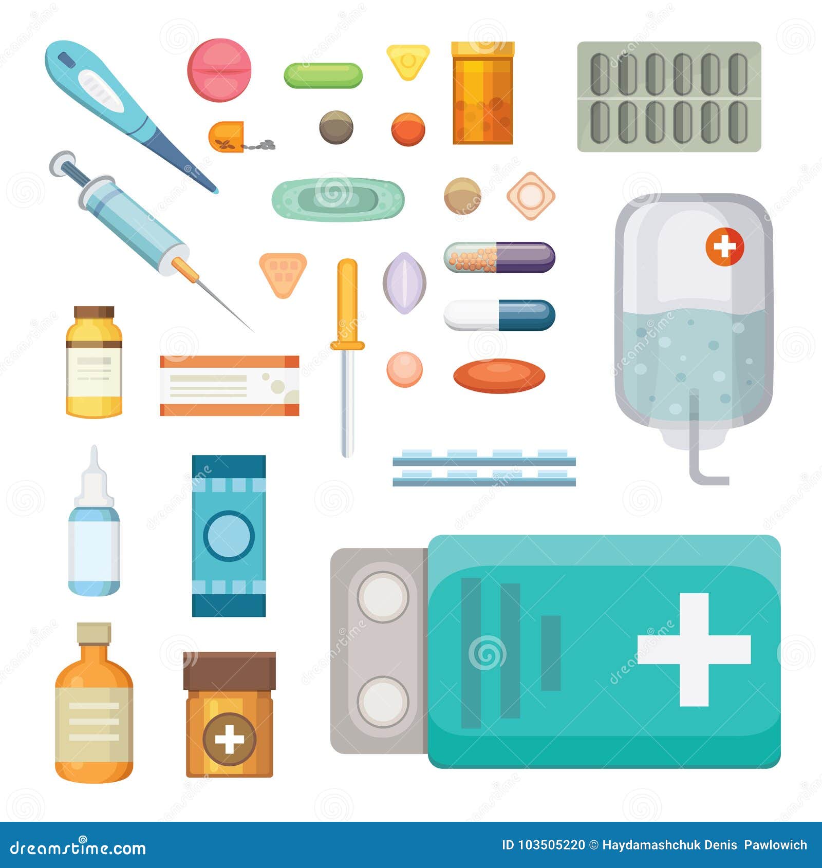 Vetores de Medicamentos De Desenhos Animados Comprimidos De