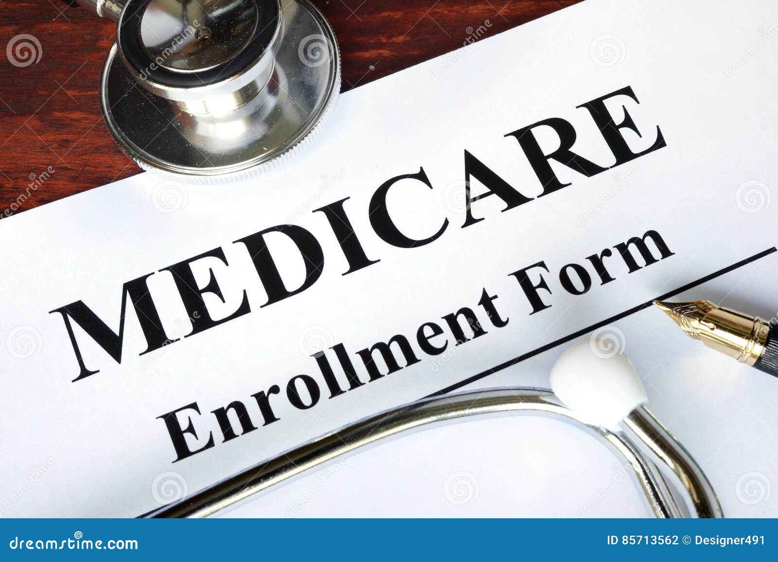 medicare enrollment form written on a paper.