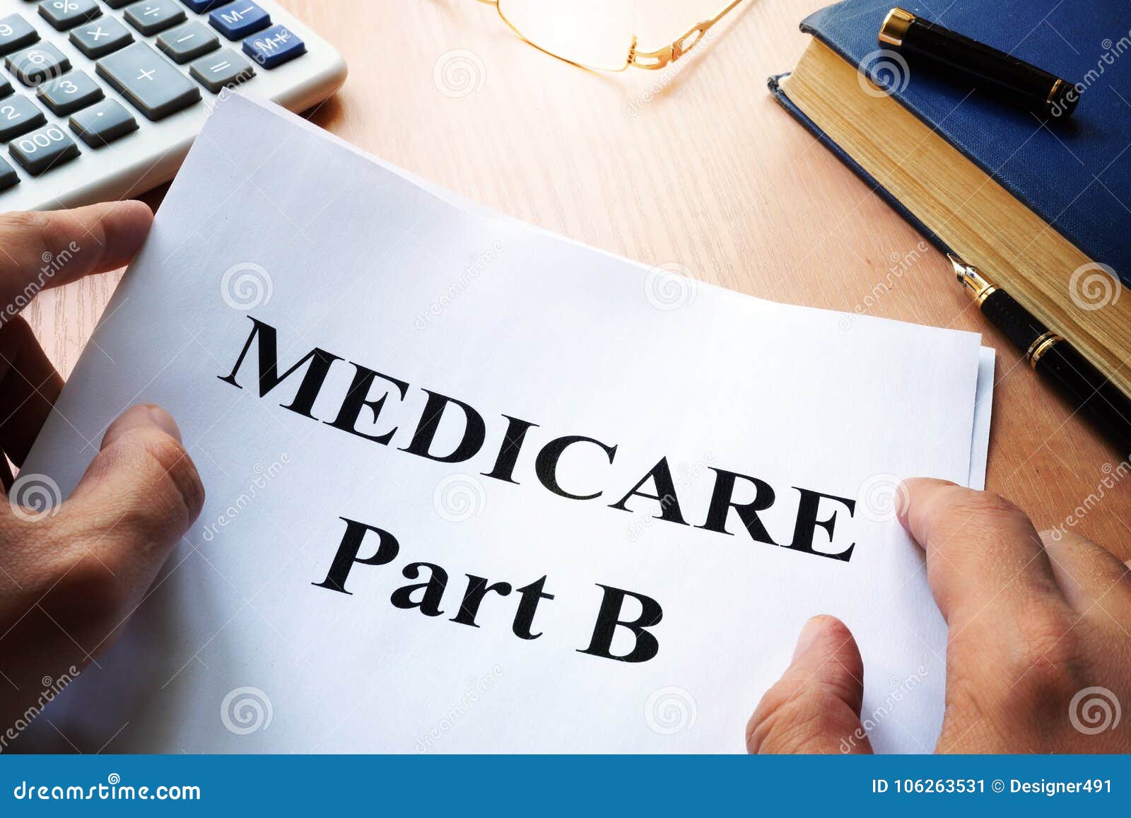 medicare part b on a desk.