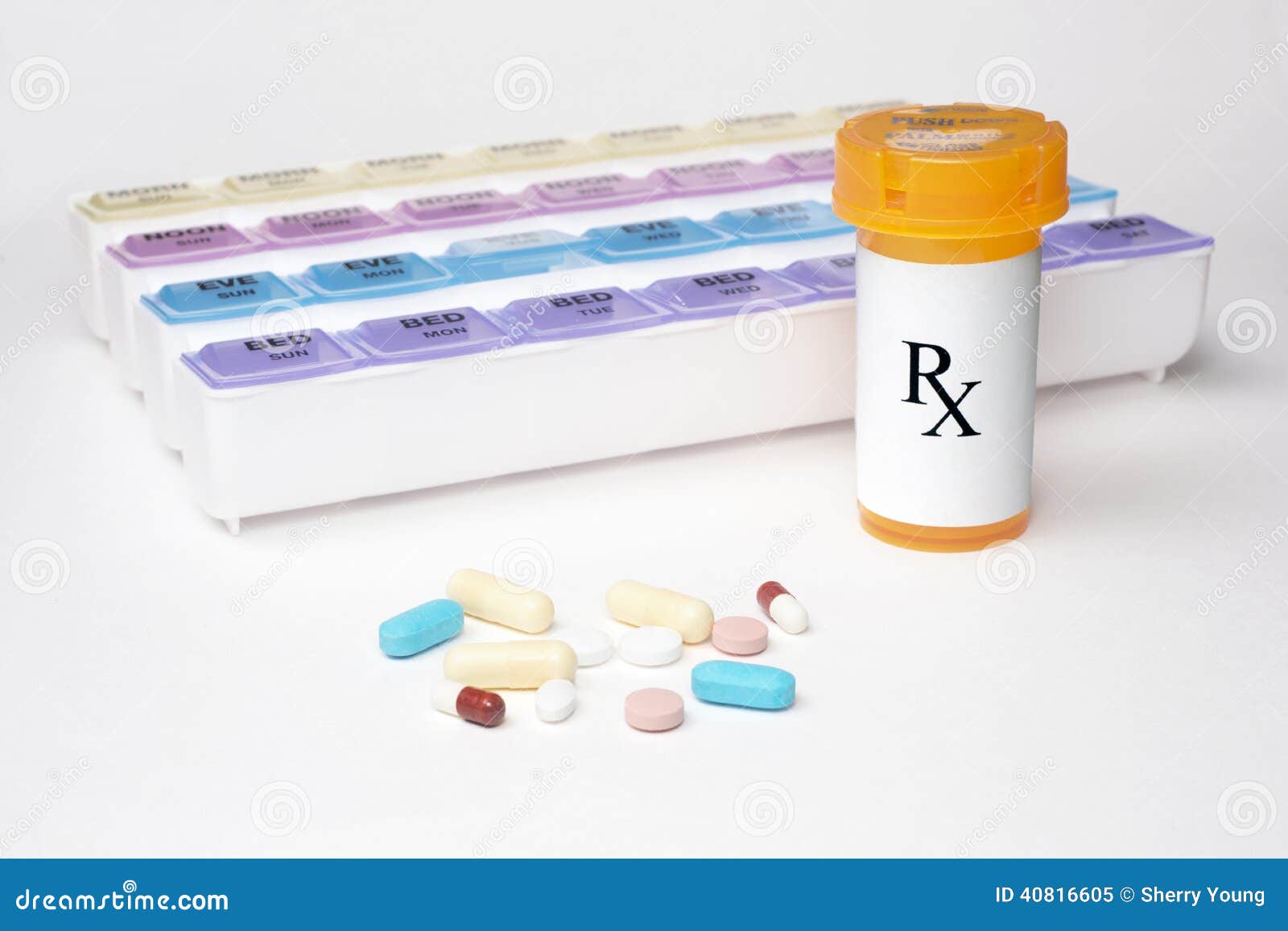 Medication Dispenser stock image. Image of dosage, blue 40816605
