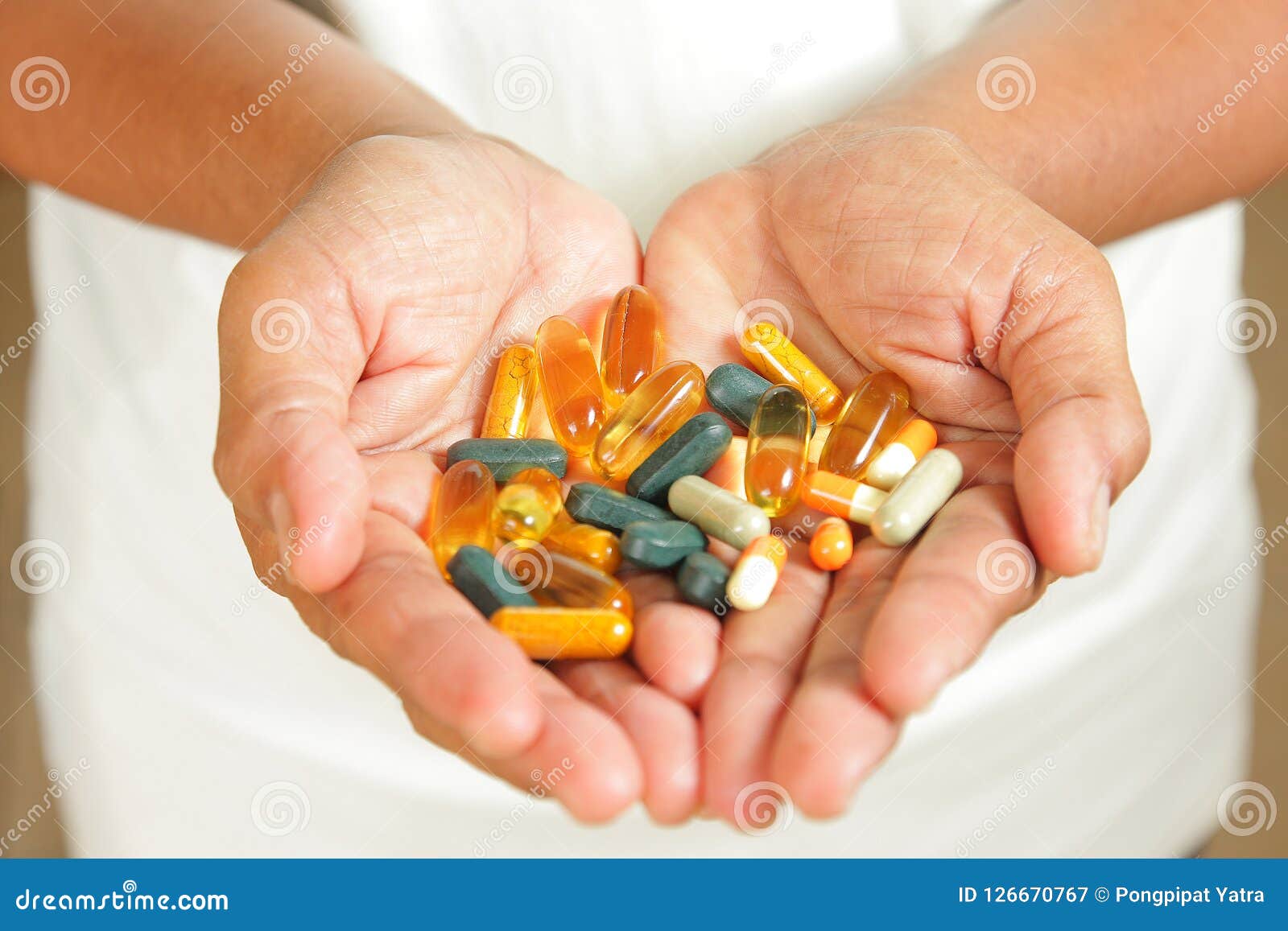 Medication in the hands stock image. Image of human 126670767