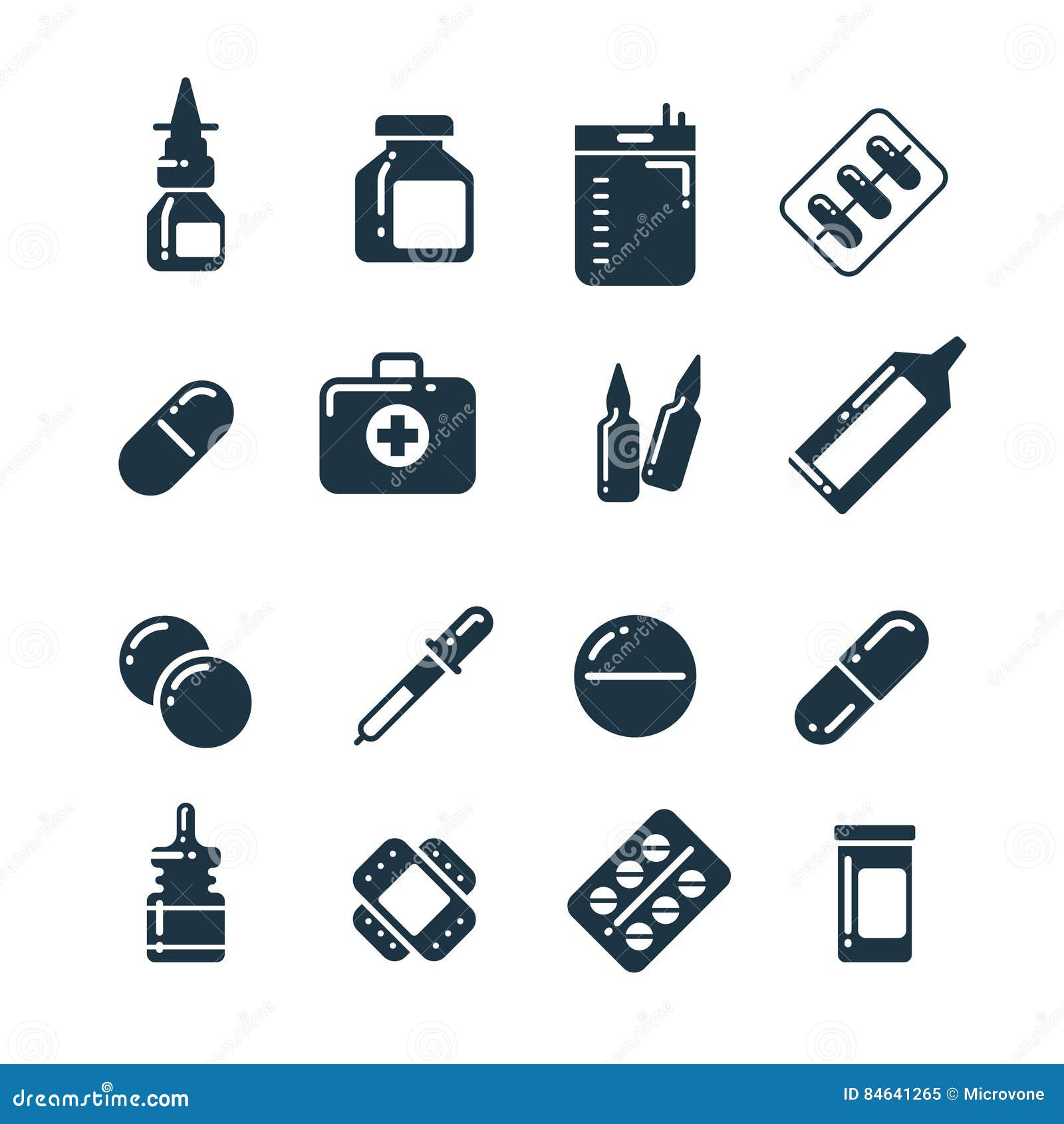 medication pharmacology pills, tablets, medicine bottles  icons