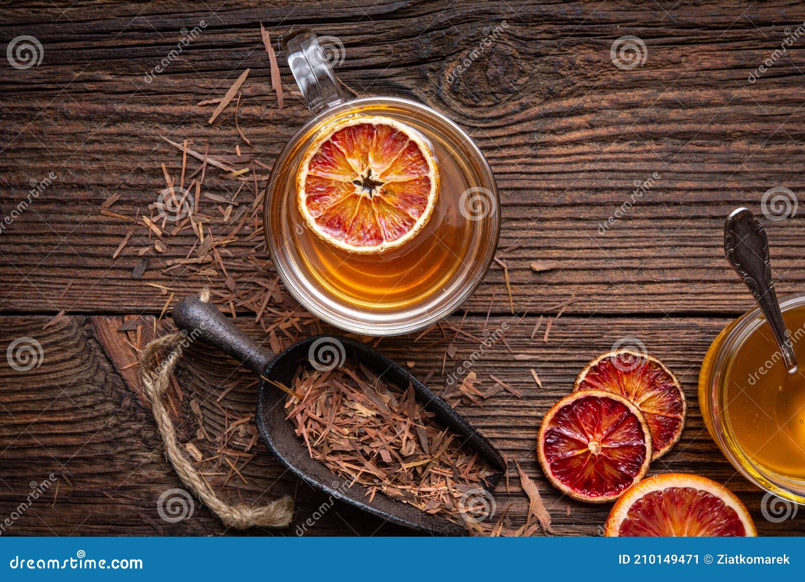 medicinal pau d`arco bark tea also known as lapacho in a glass cup