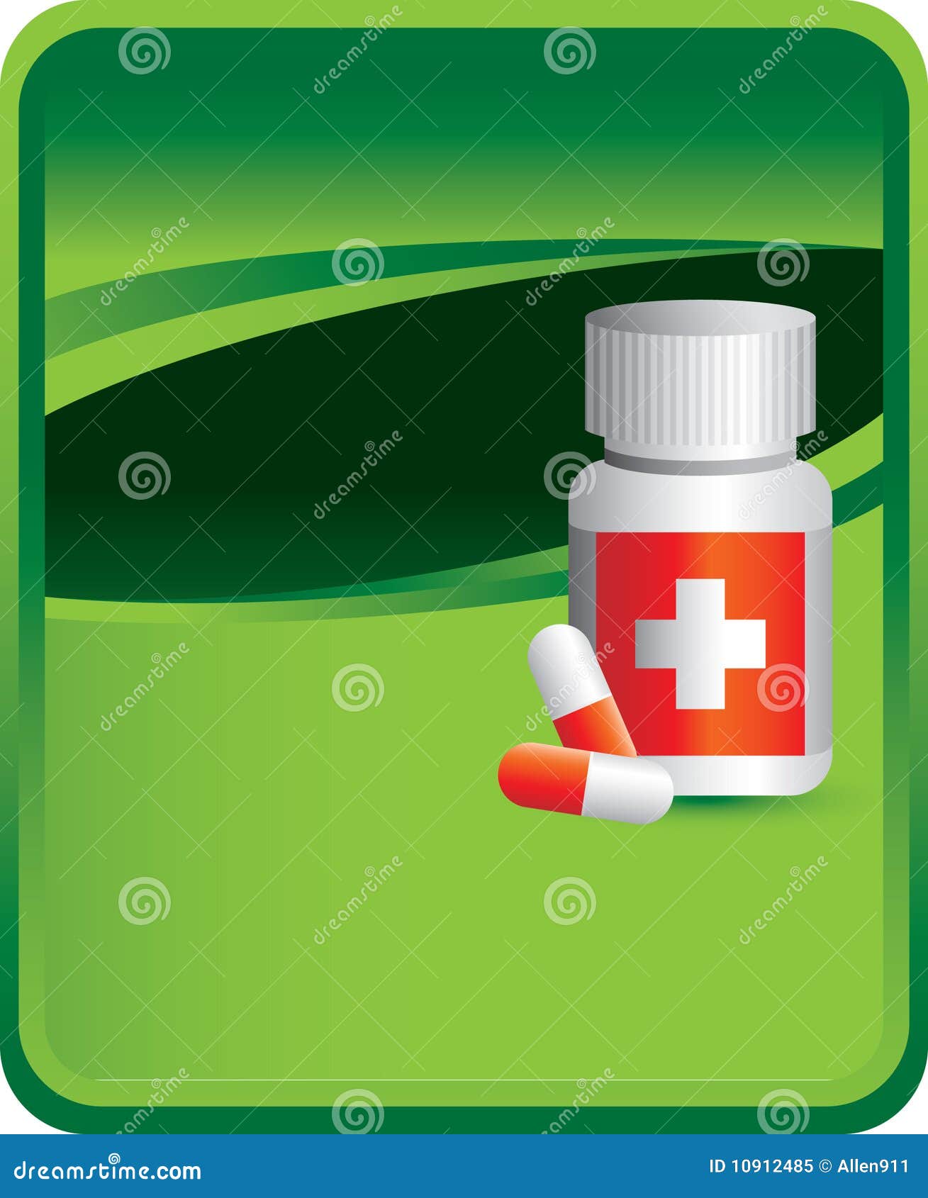 Medicine Bottle on Green Background Stock Vector - Illustration of