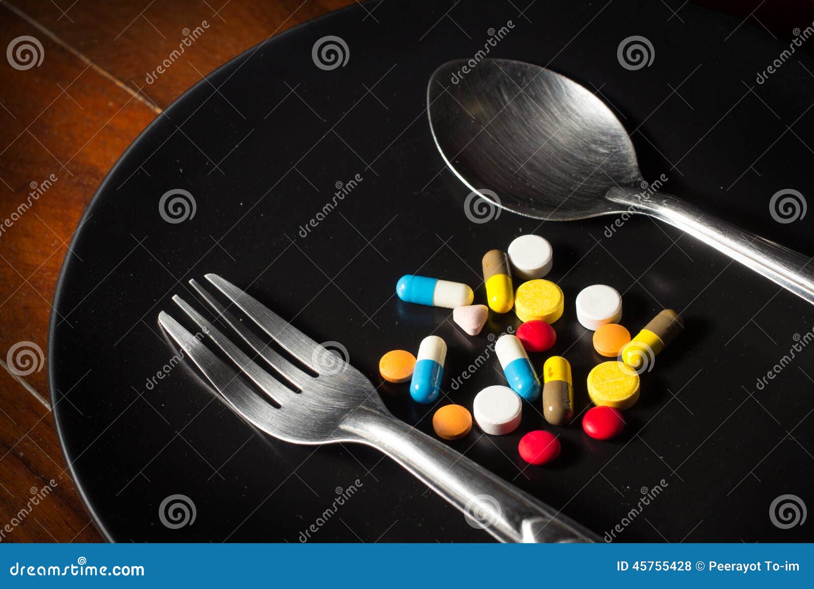 Medicine on Dish for Eat,medical Concept. Stock Photo Image of