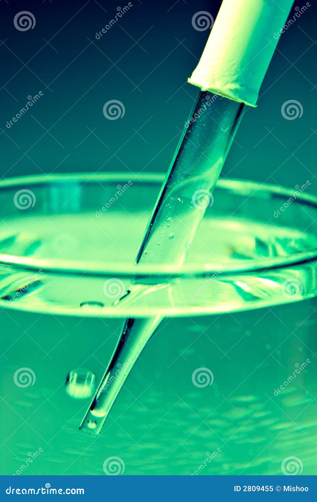 Medicine Dropper in Green Ligh Stock Image Image of biology, acid