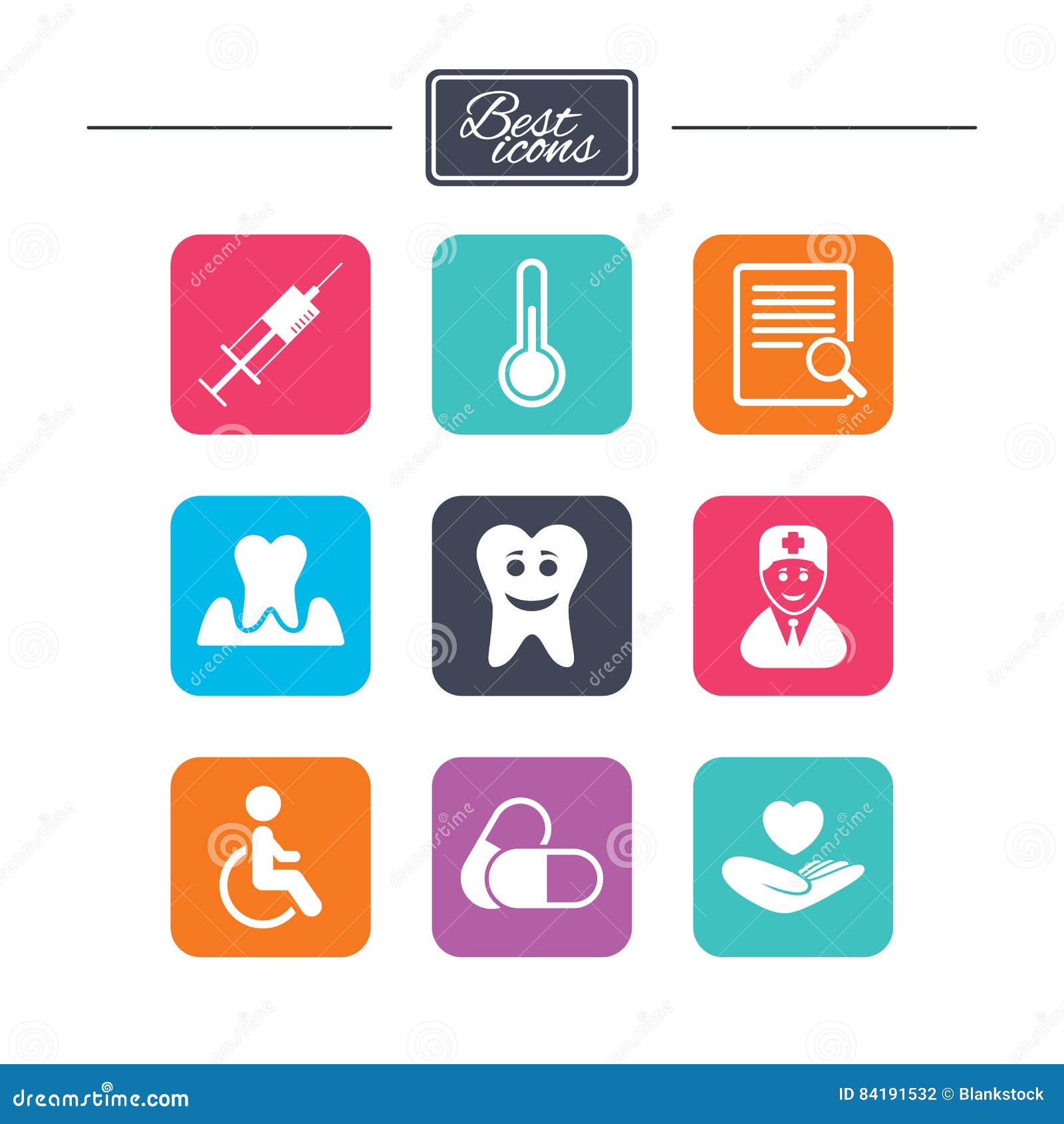 medicine, medical health and diagnosis icons.