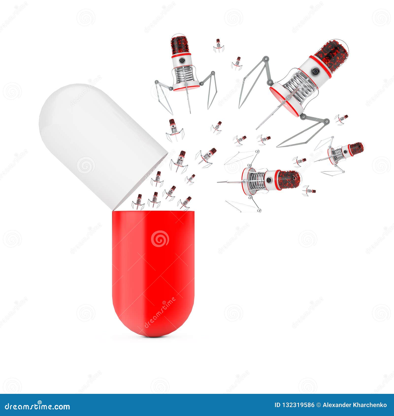 Medicine Nanotechnology Concept Microscopic Nano Robots Go Out Stock Illustration Illustration Of Healthcare Medicine 132319586