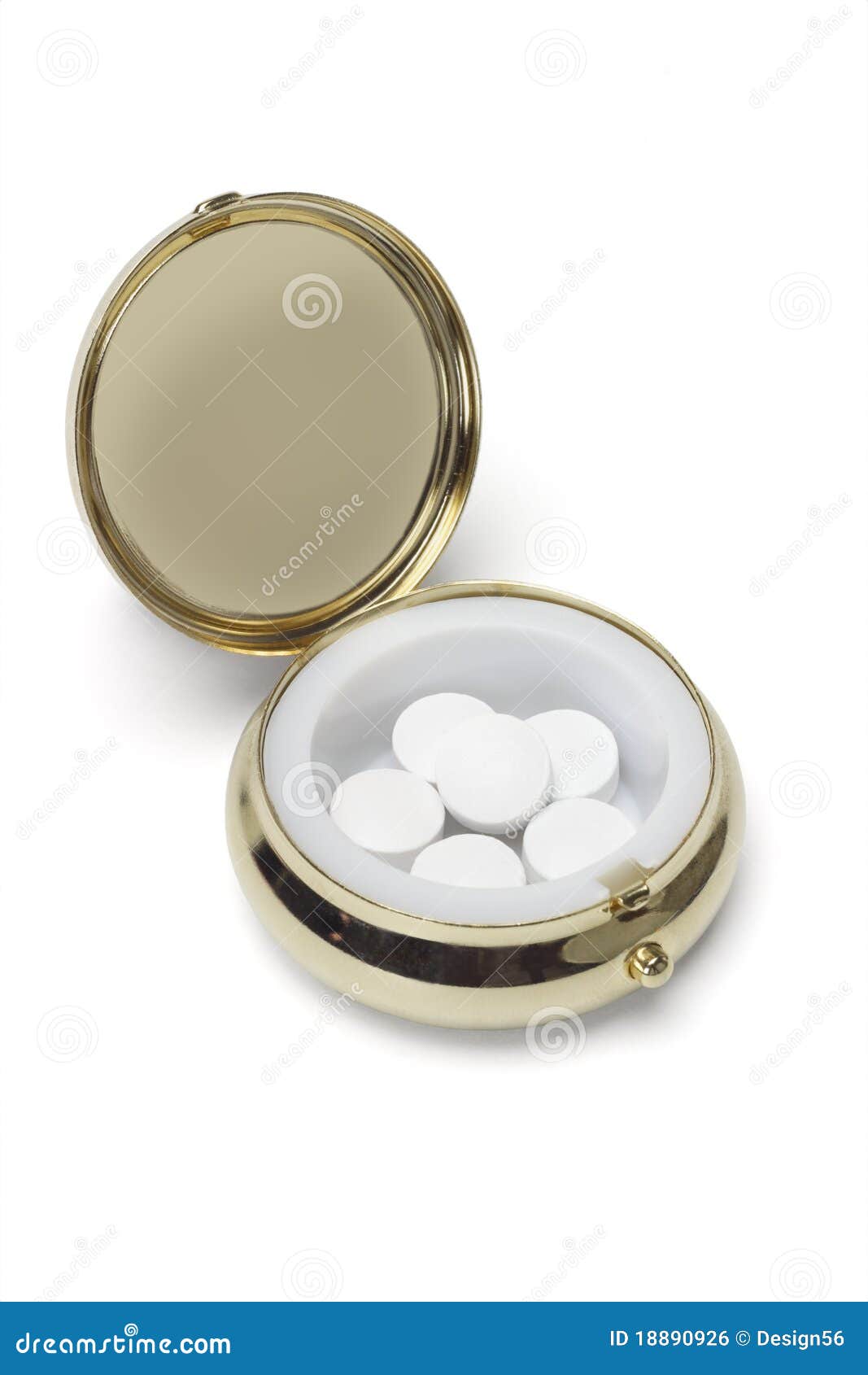 Medicine in Round Metal Pill Container Stock Photo Image of shining